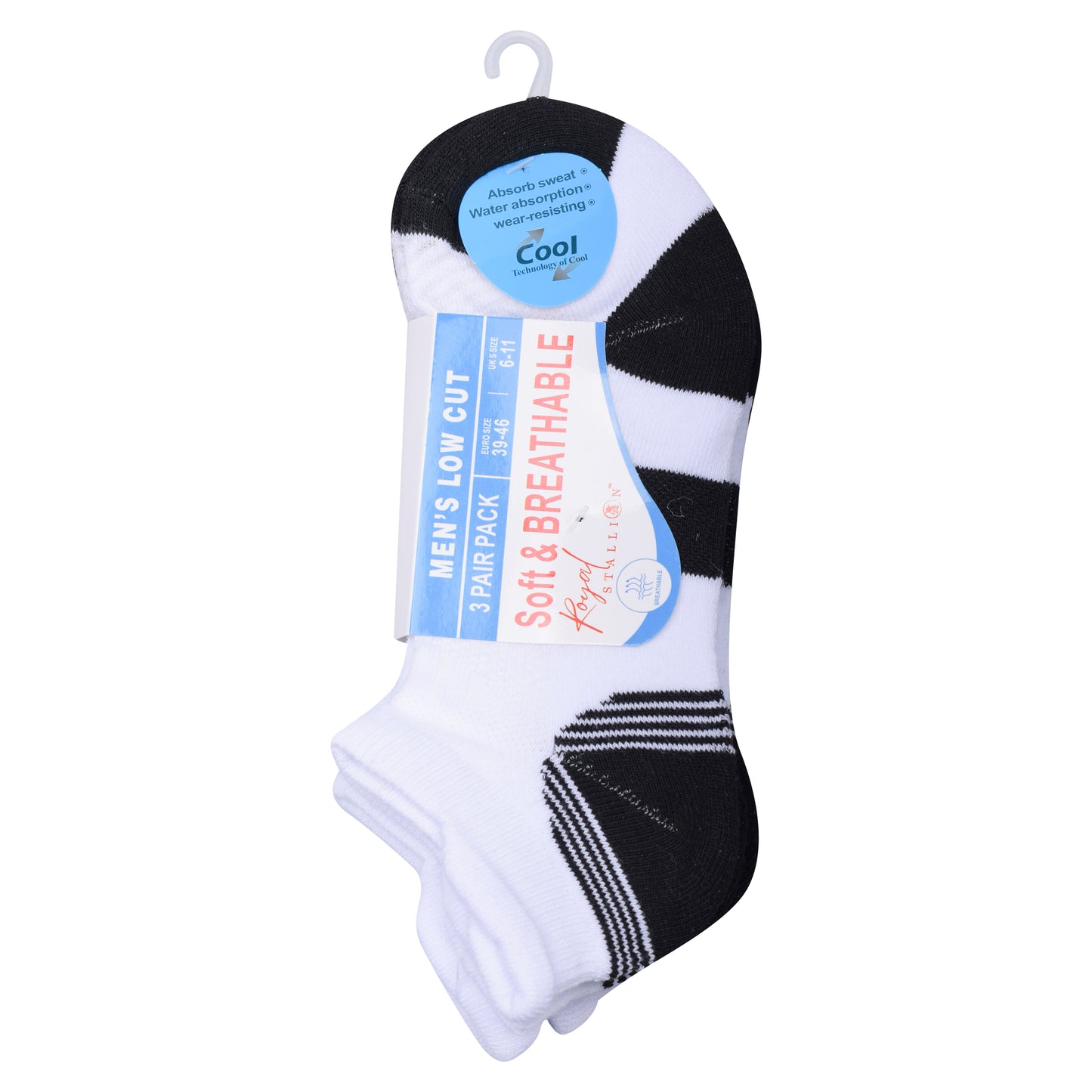 Mens Cushioned Trainer Socks - White/Black (12 Pairs)
