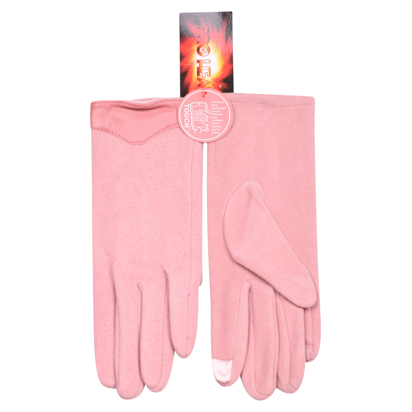 Ladies Cotton Touchscreen Gloves with Faux Leather Accent- Assorted (12 Pairs)