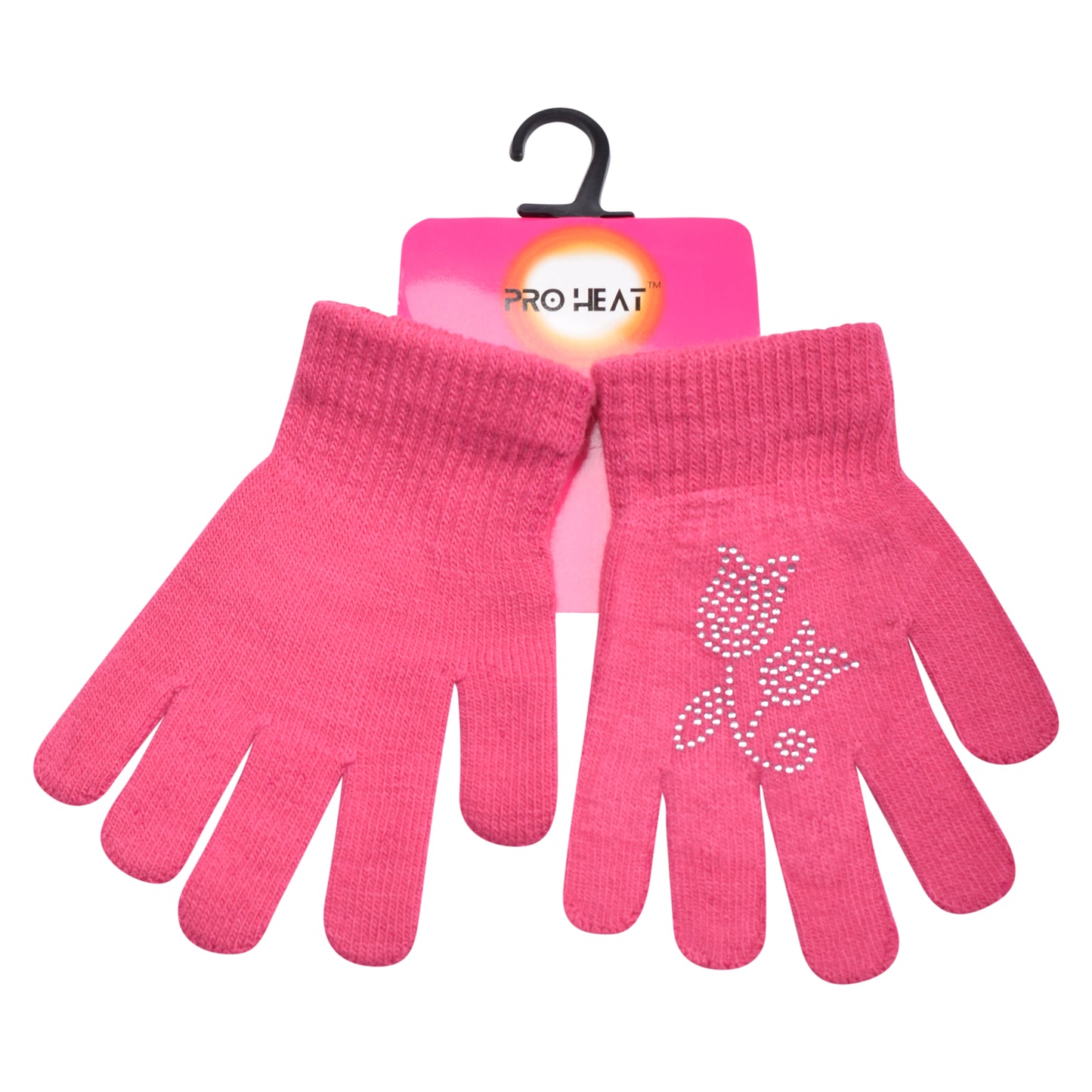 PRO HEAT™ Kids Thermal Magic Gloves - Rhinestone Two Flowers (Assorted Colours)