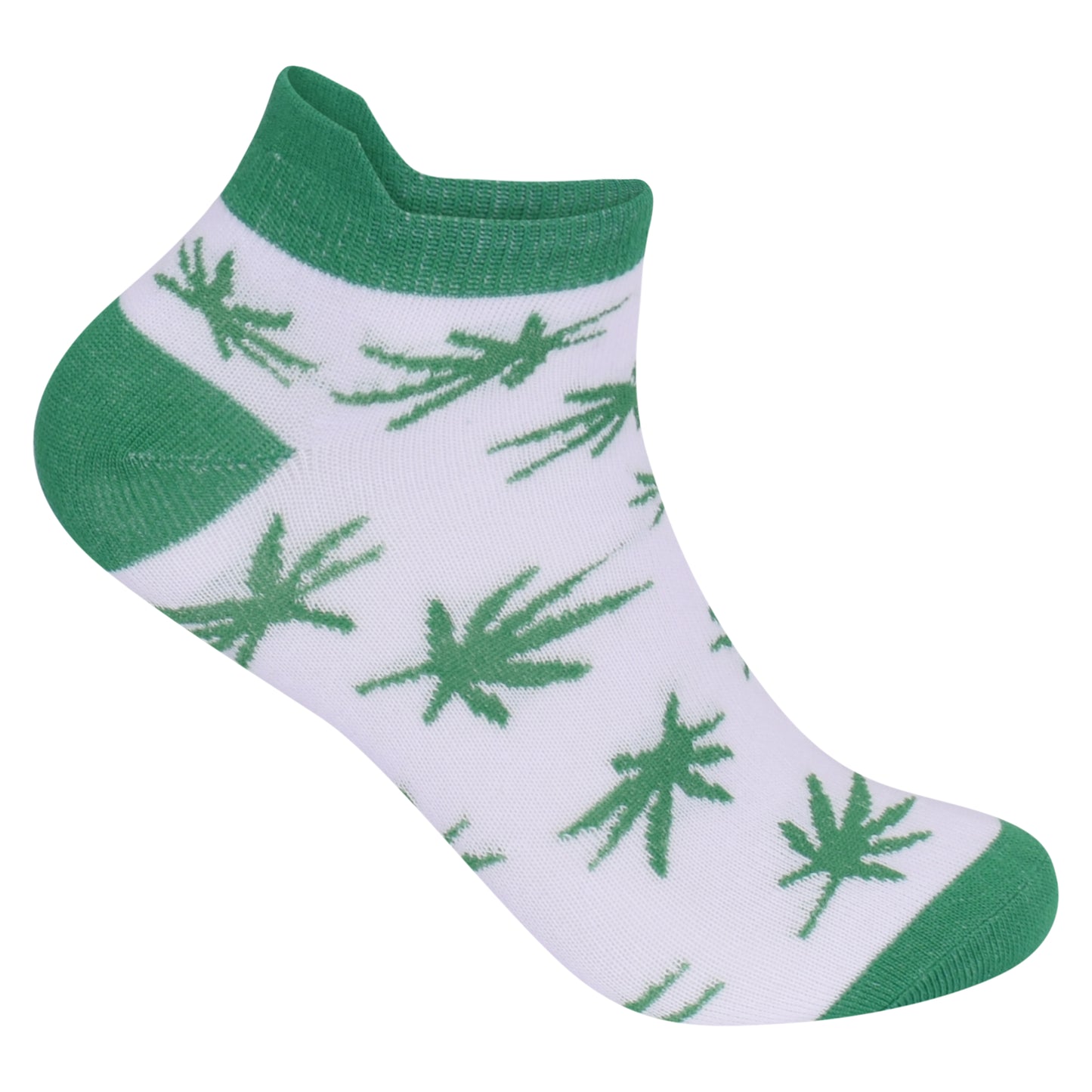 Mens Trainer Socks - White Ganja Leaf (12 Pairs)
