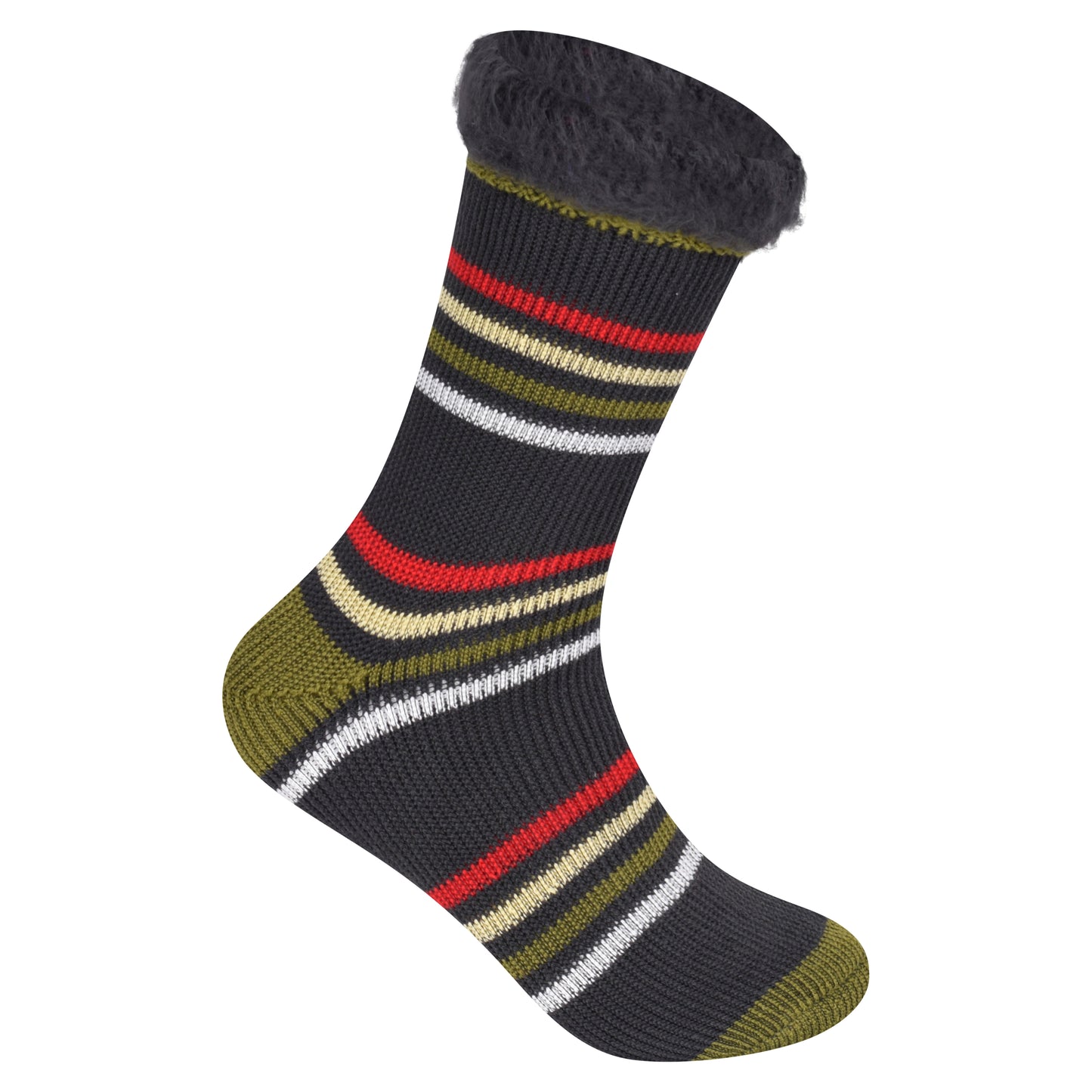 Mens 2.4 TOG Striped Thermal Socks - Assorted Colours (12 Pairs)