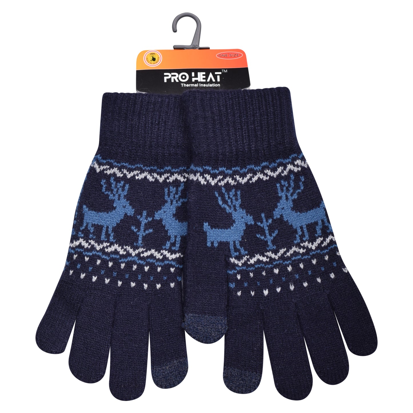 Mens Pro Heat Reindeer Knitted Gloves (12 Pairs)