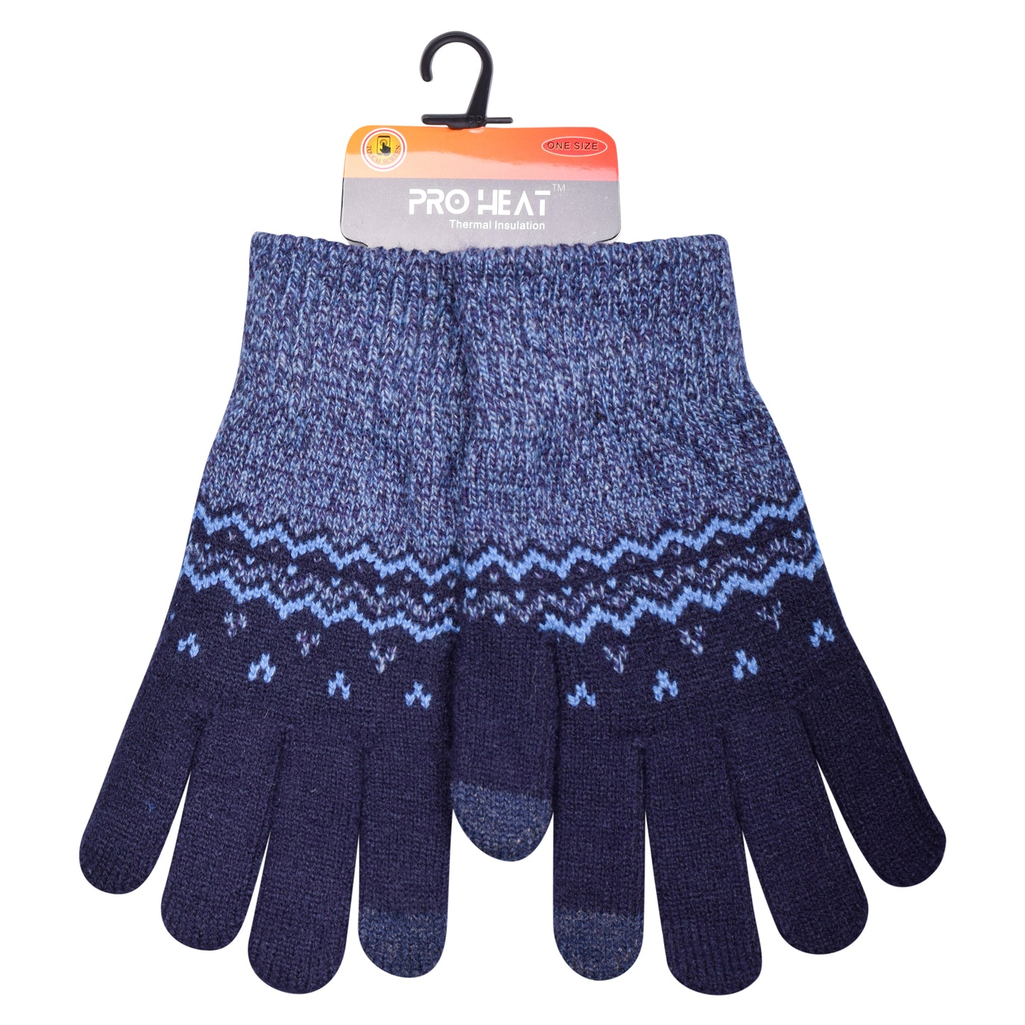 Mens Pro Heat Geometric Zigzag Knitted Gloves (12 Pairs)