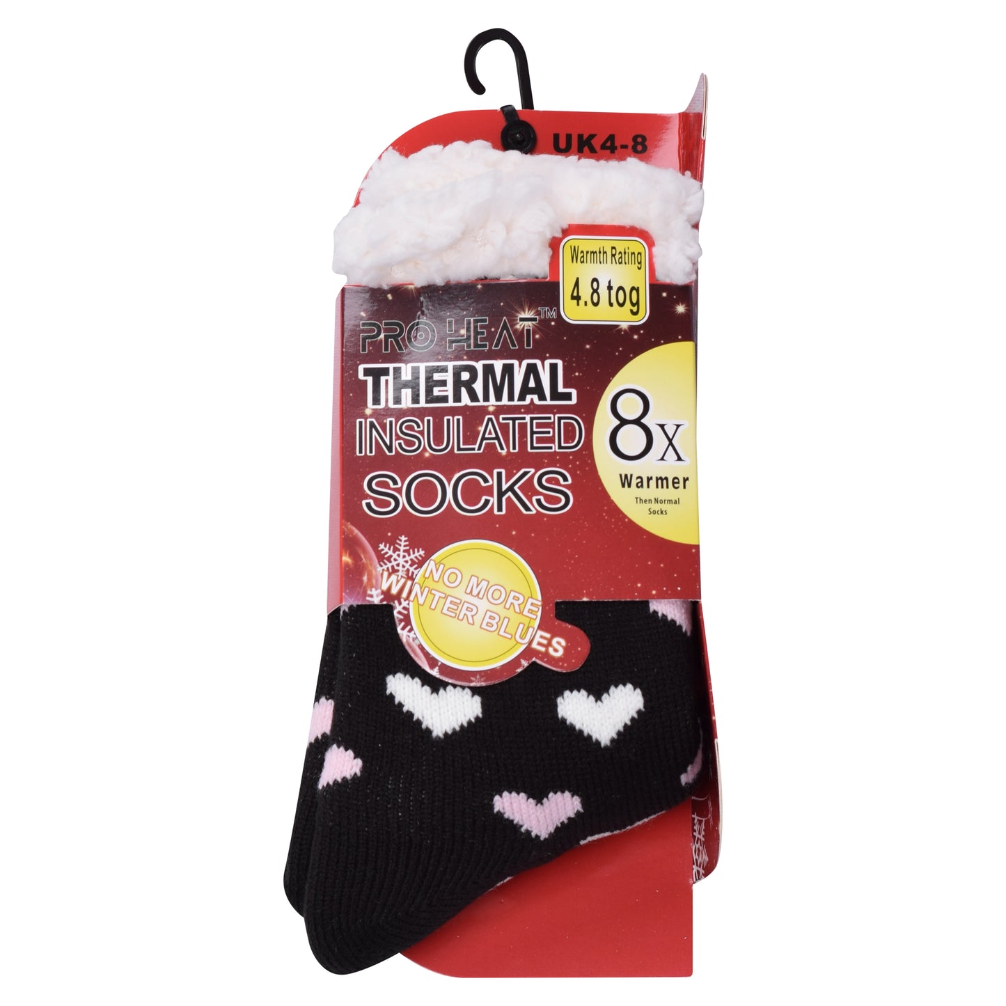 Ladies 4.8 TOG Cosy Slipper Socks - Two Tone Hearts