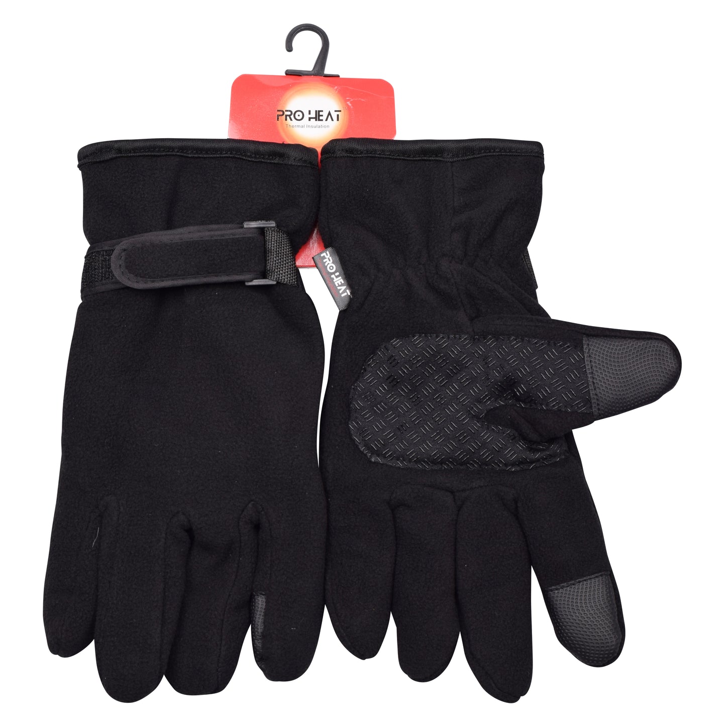 Mens Fur Lined Touchscreen Thermal Fleece Gloves - Black (12 Pairs)