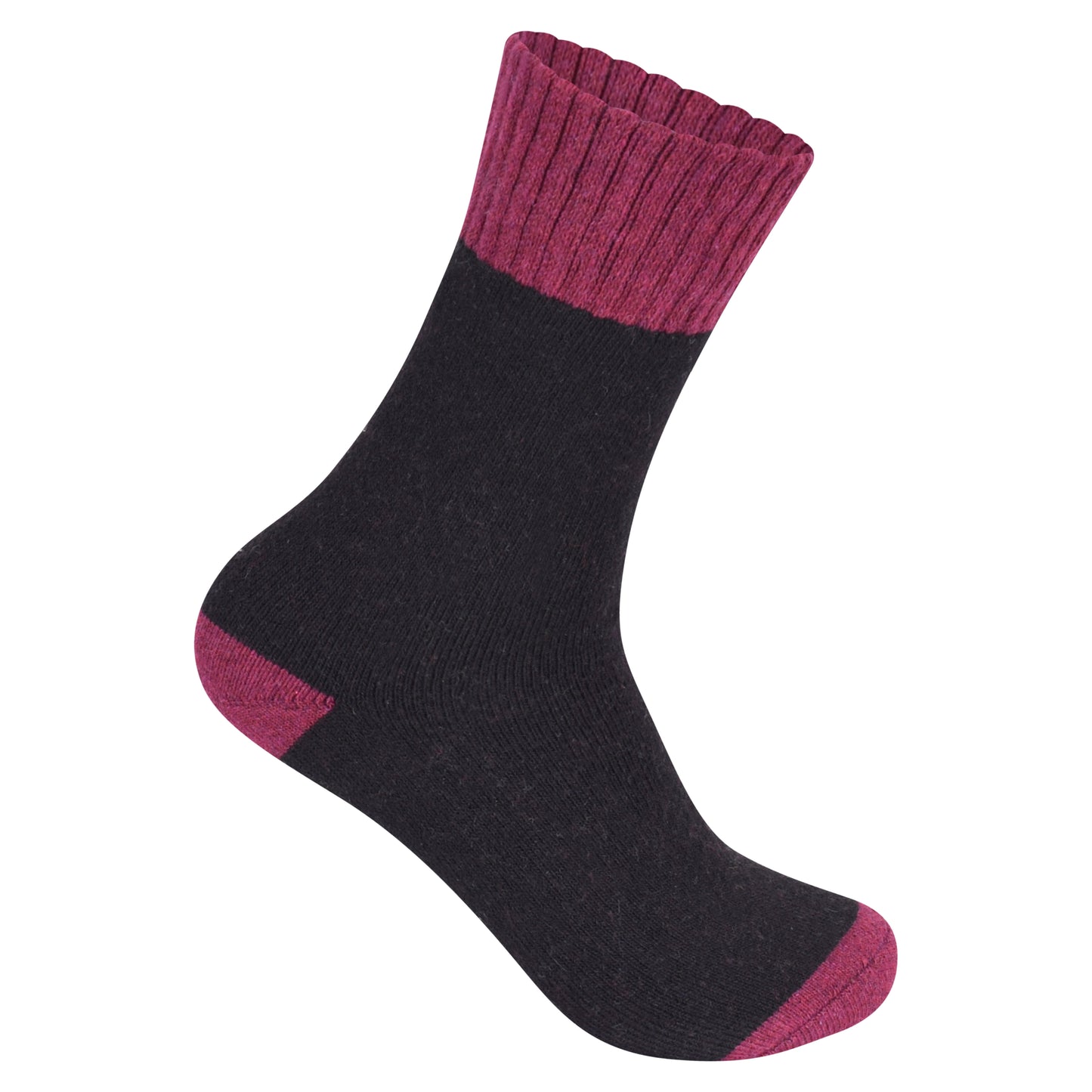 Ladies Merino Lambs Wool Socks - Two Tone (12 Pairs)