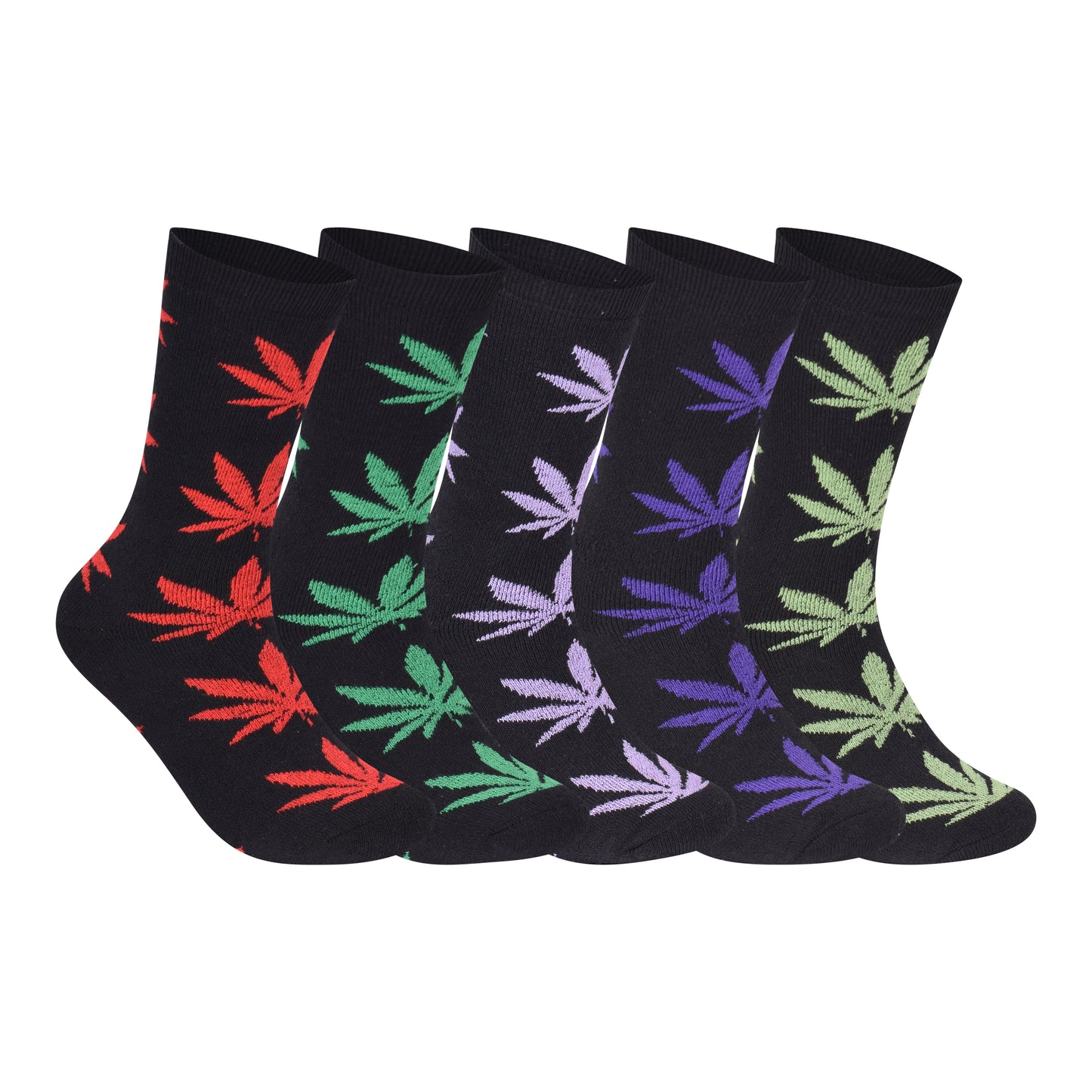 Mens 5 Pair Pair Sport Socks - Multi Ganja Leaf (30 Pairs)