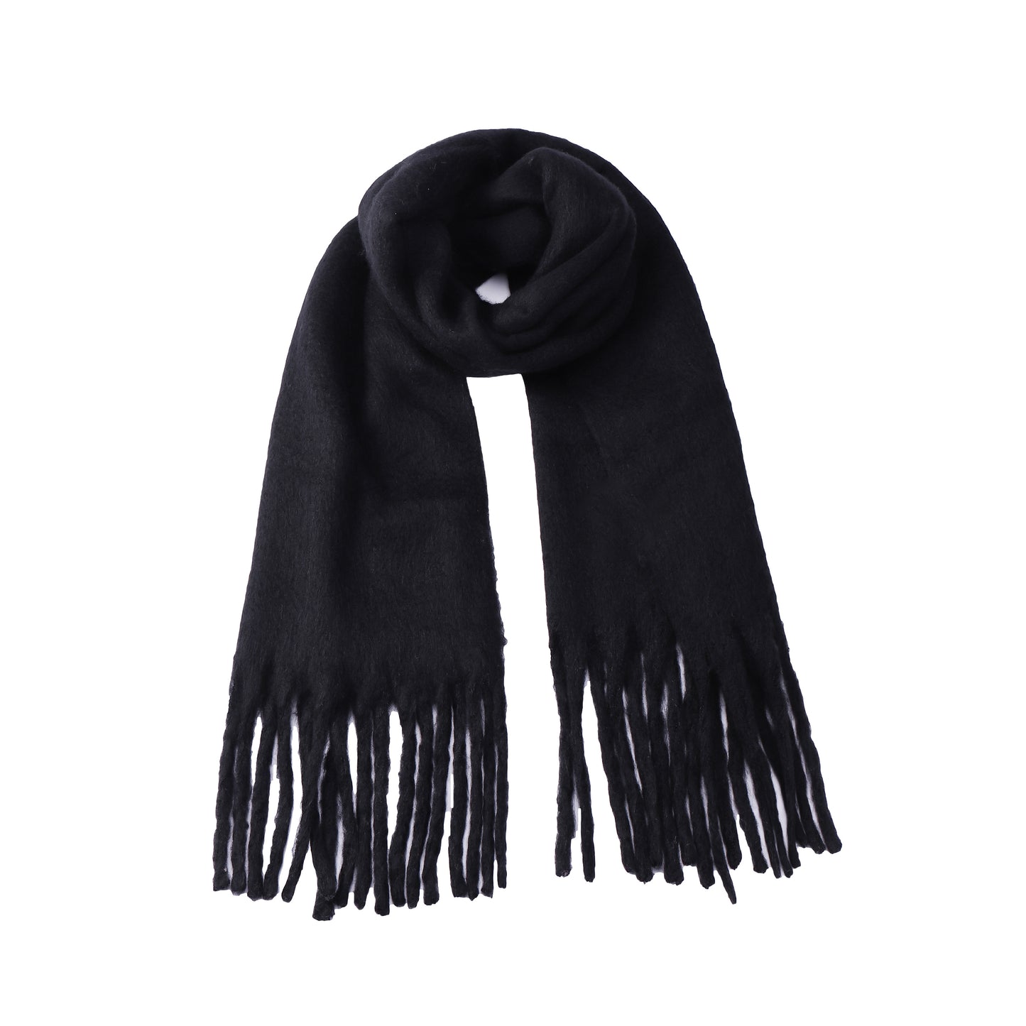 Ladies Cosy Black Fluffy Blanket Scarf FSC-24