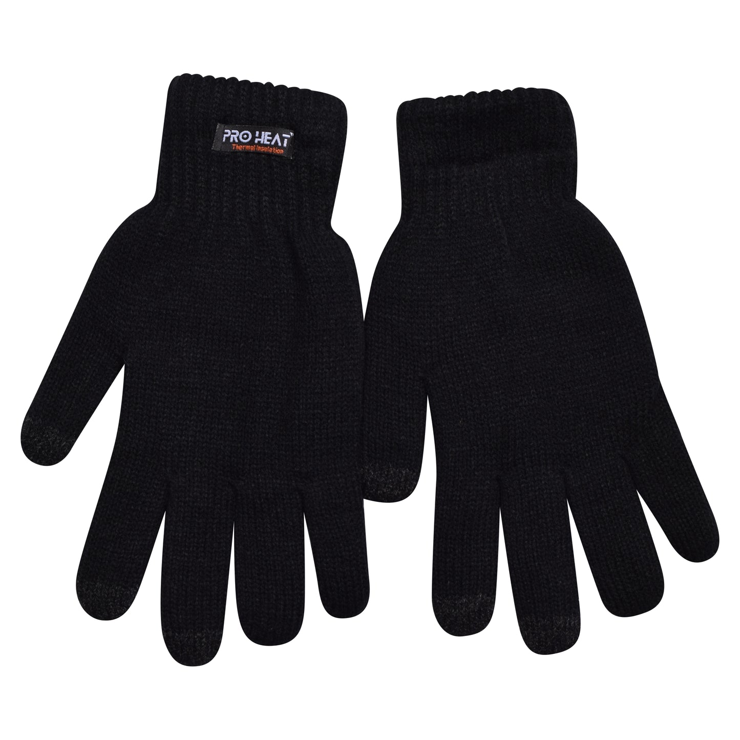 Mens Touchscreen Pro Heat Thermal Insulated Gloves - Black (12 Pairs)