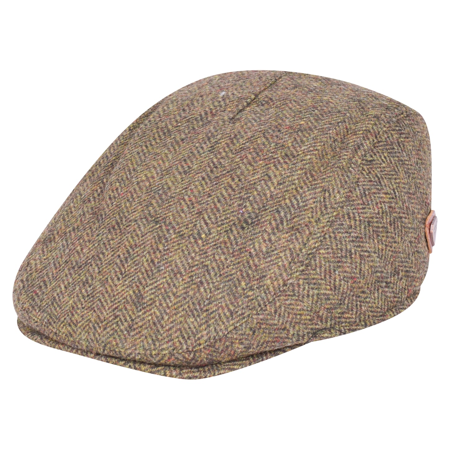 Royal Stallion Classic Wool Flat Cap - Green Herringbone (One Size)