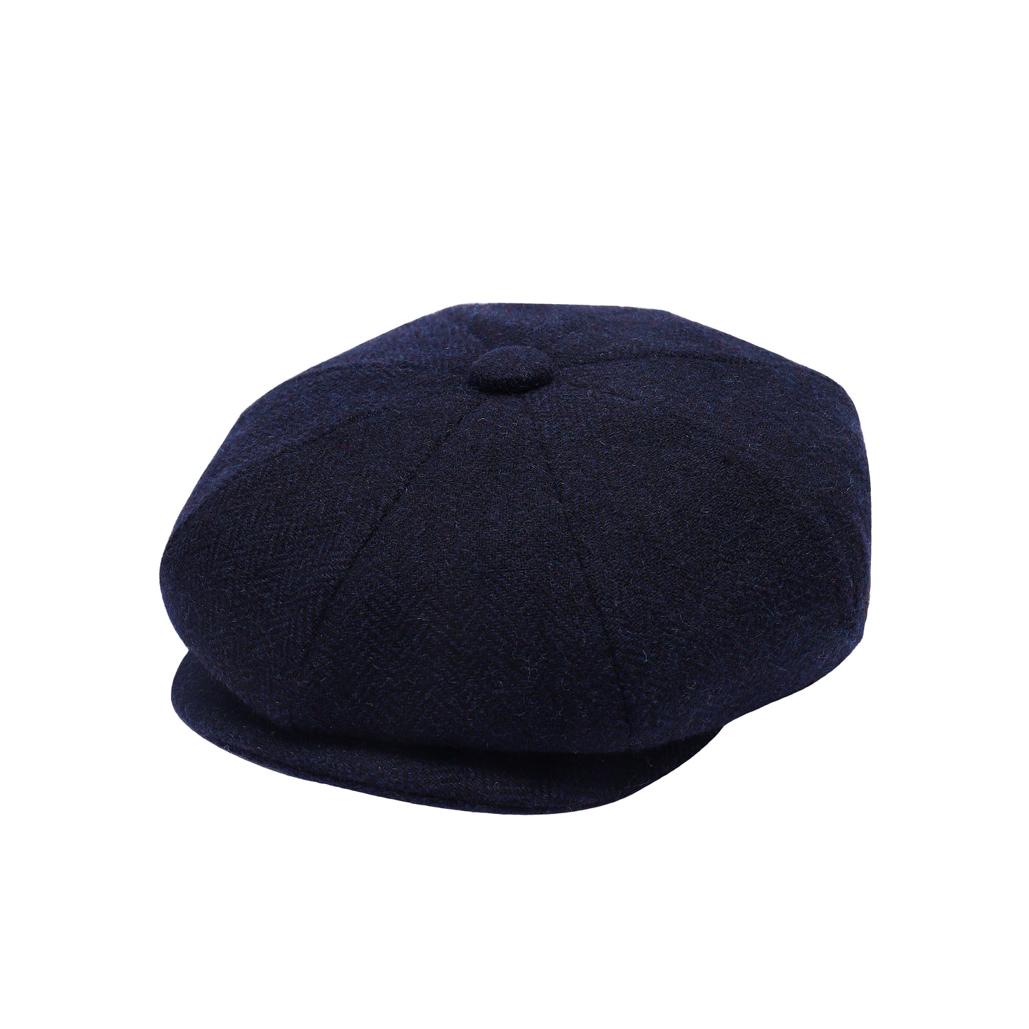 Classic 8 Piece Newsboy Cap - Dark Navy Herringbone