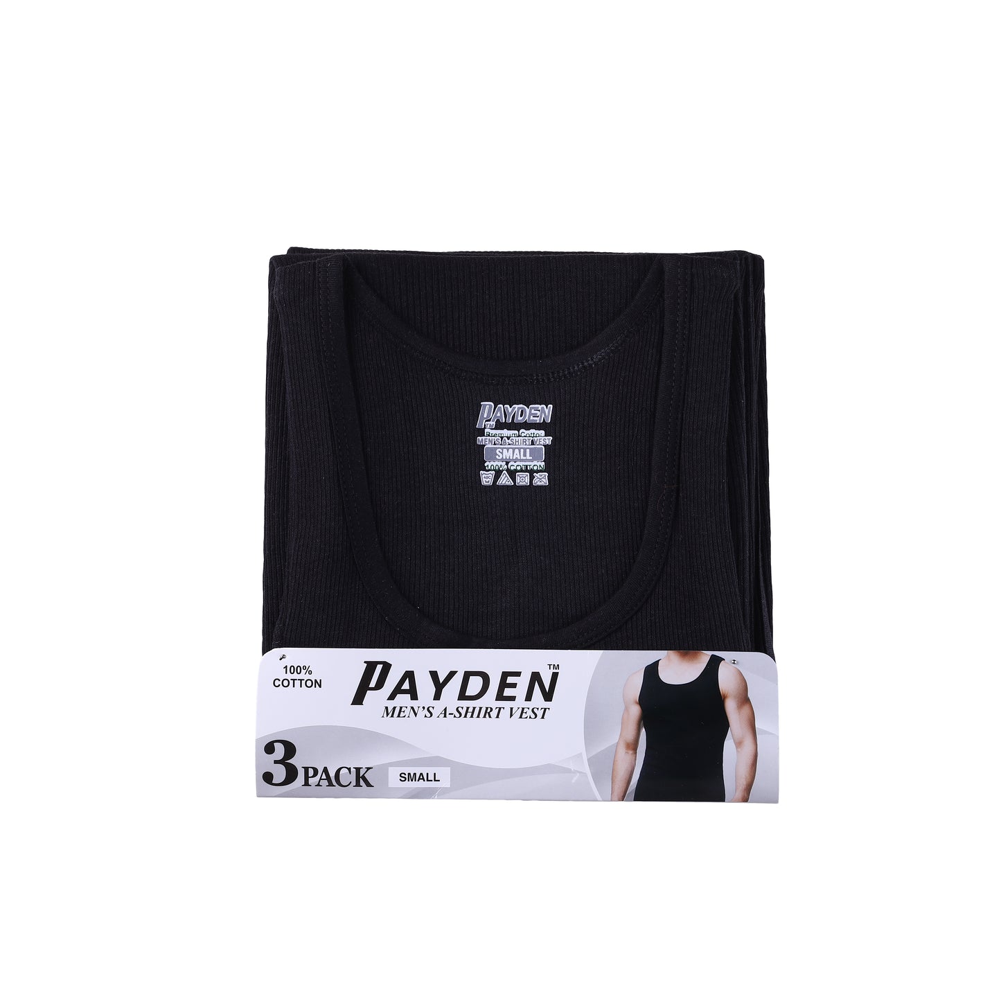 Mens Cotton Black Ribbed Vests