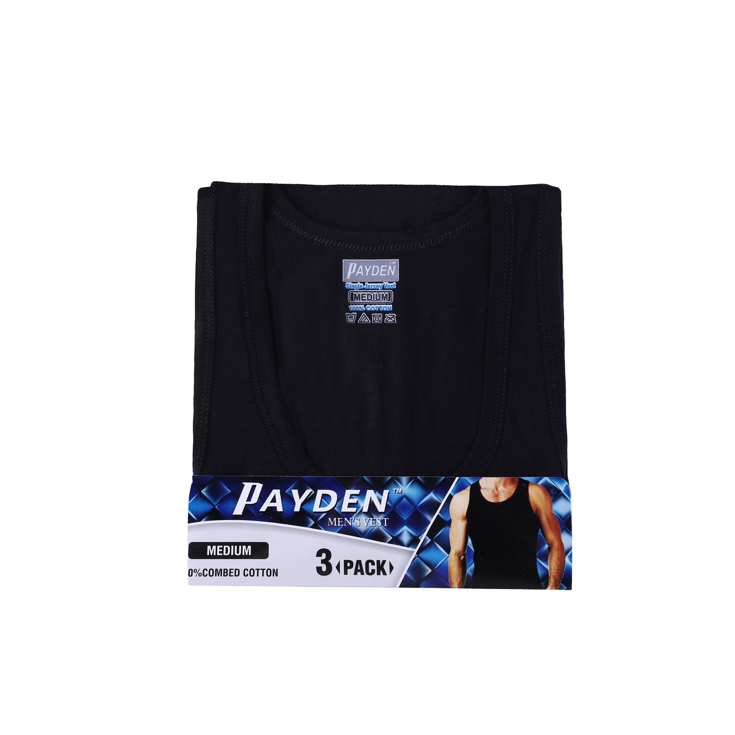 Mens Cotton Single Jersey Black Vests