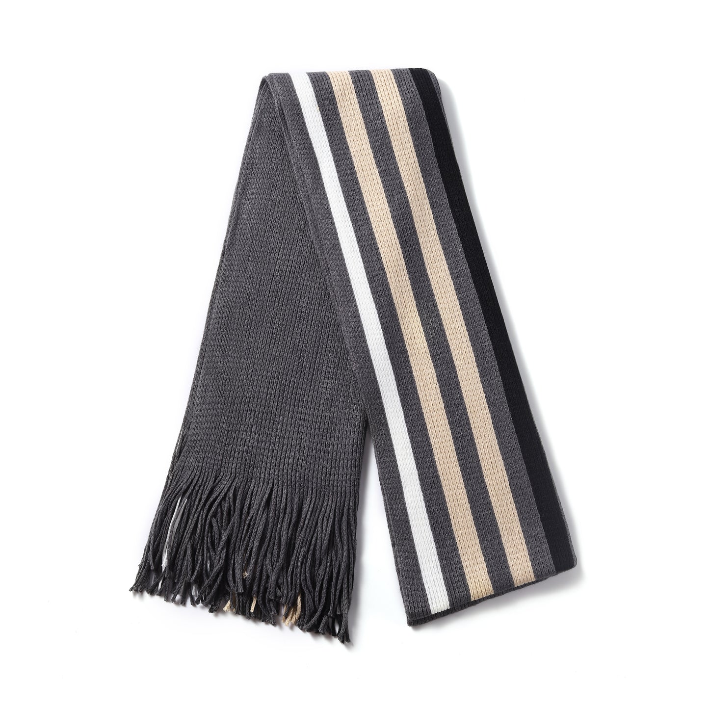 Mens Supersoft Luxury Knitted Scarves with tassels - Deep Stripes