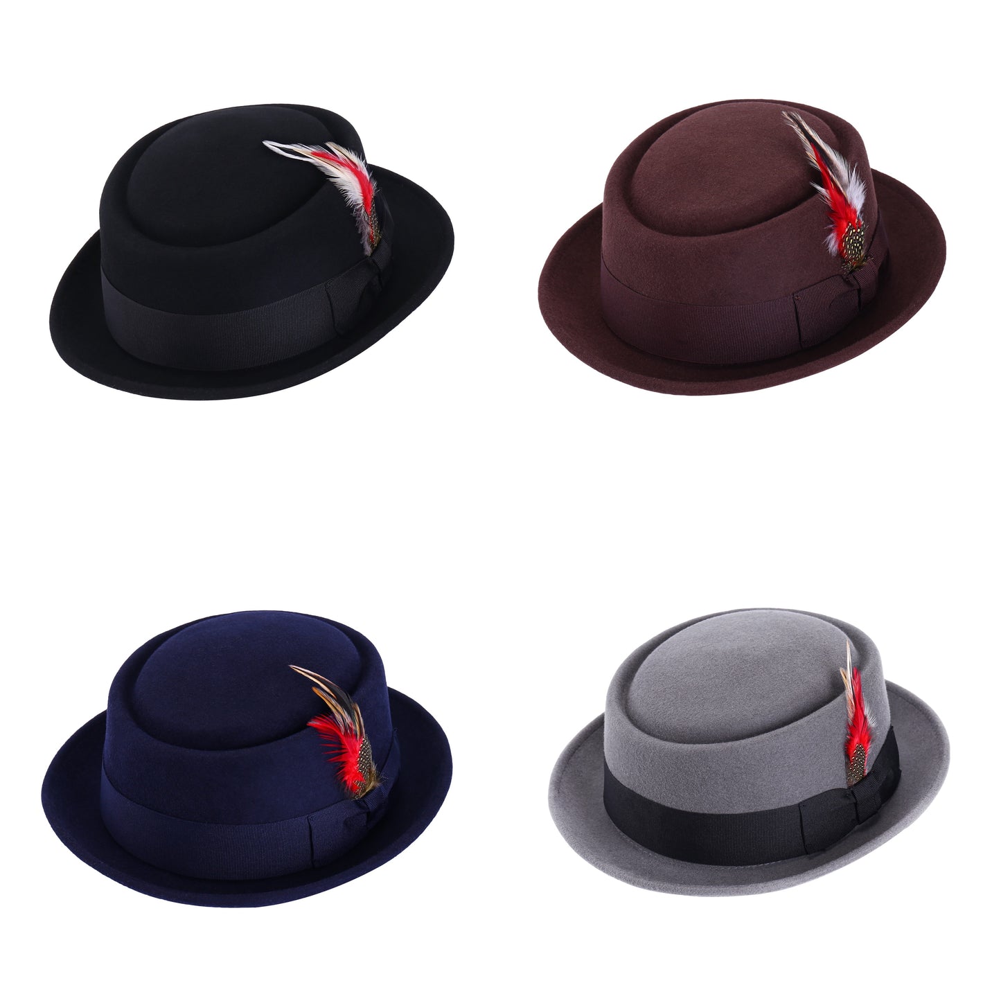 Premium Australian Wool Crushable Pork Pie Hat - Navy Blue