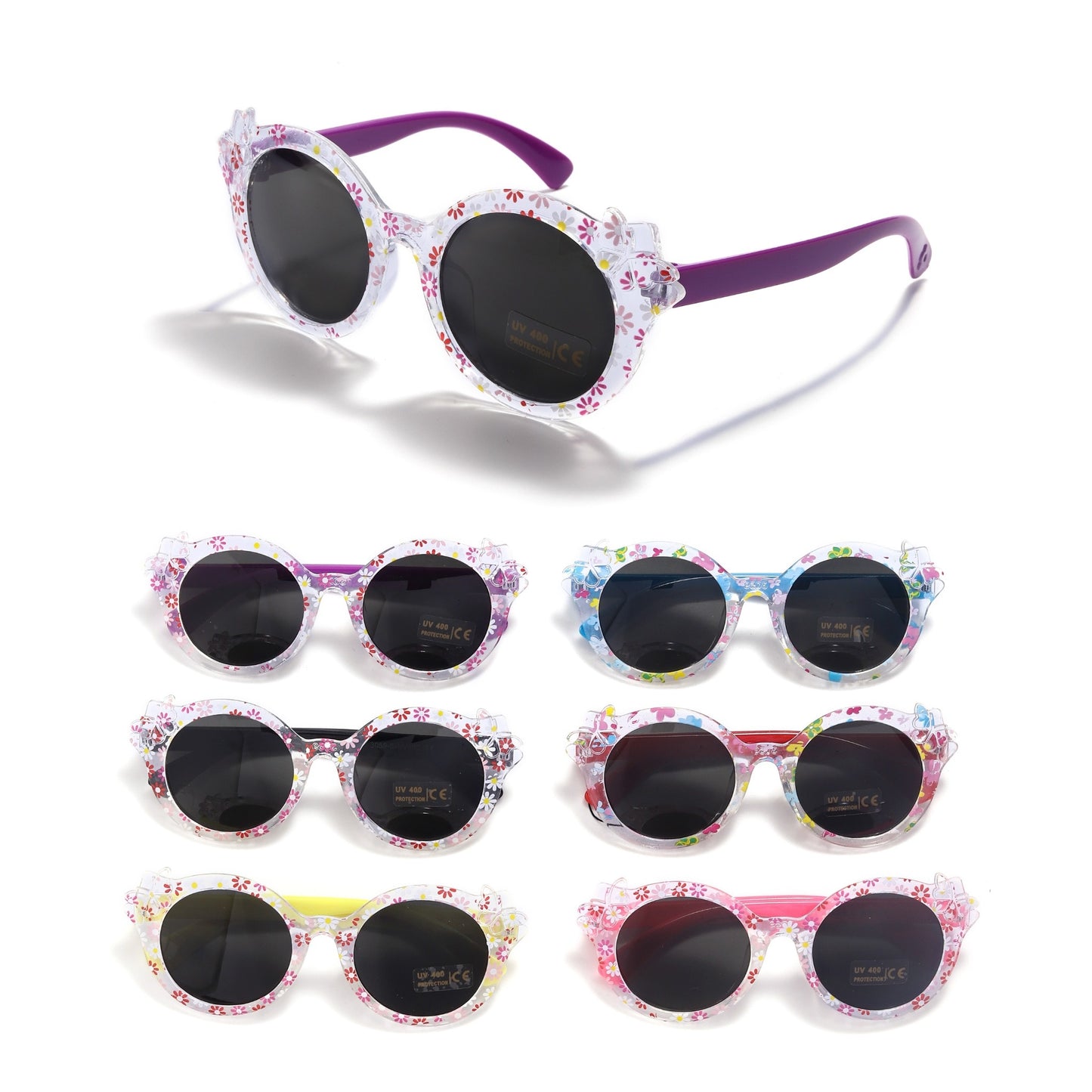 Kids Floral Print Sunglasses - (12 Units)