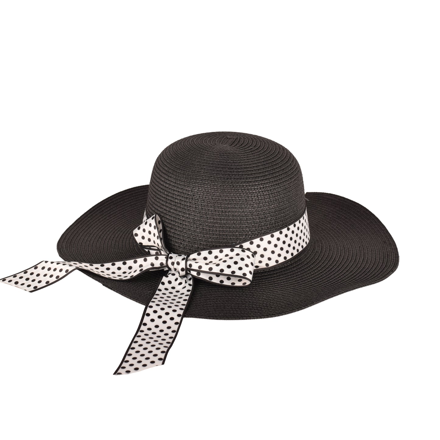 Ladies Elegant Wide-Brim Polka Dot Sun Hat- LHT-19