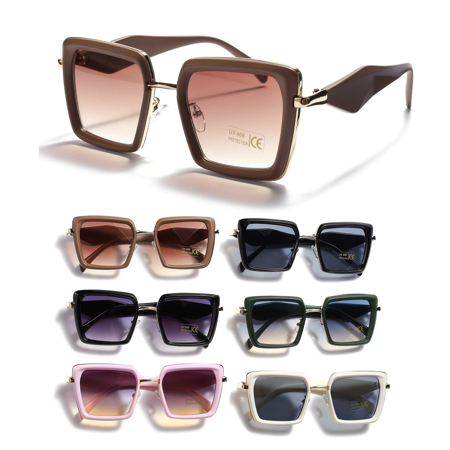 Royal Stallion Geometric Temple Sunglasses - LLSG6 (12 Units)