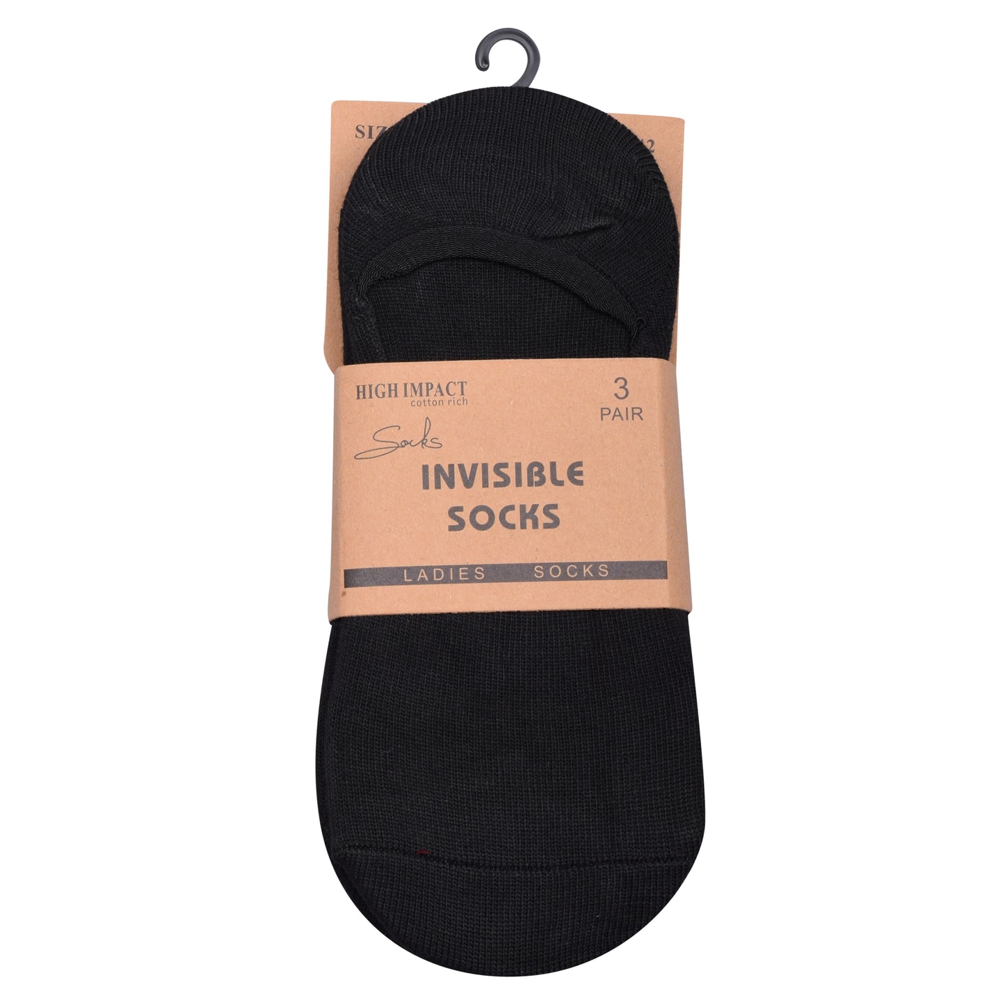 Ladies No Show Socks - Plain Black (12 Pairs)