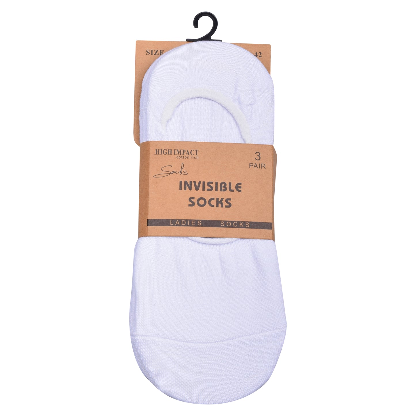 Ladies No Show Socks - Plain White (12 Pairs)