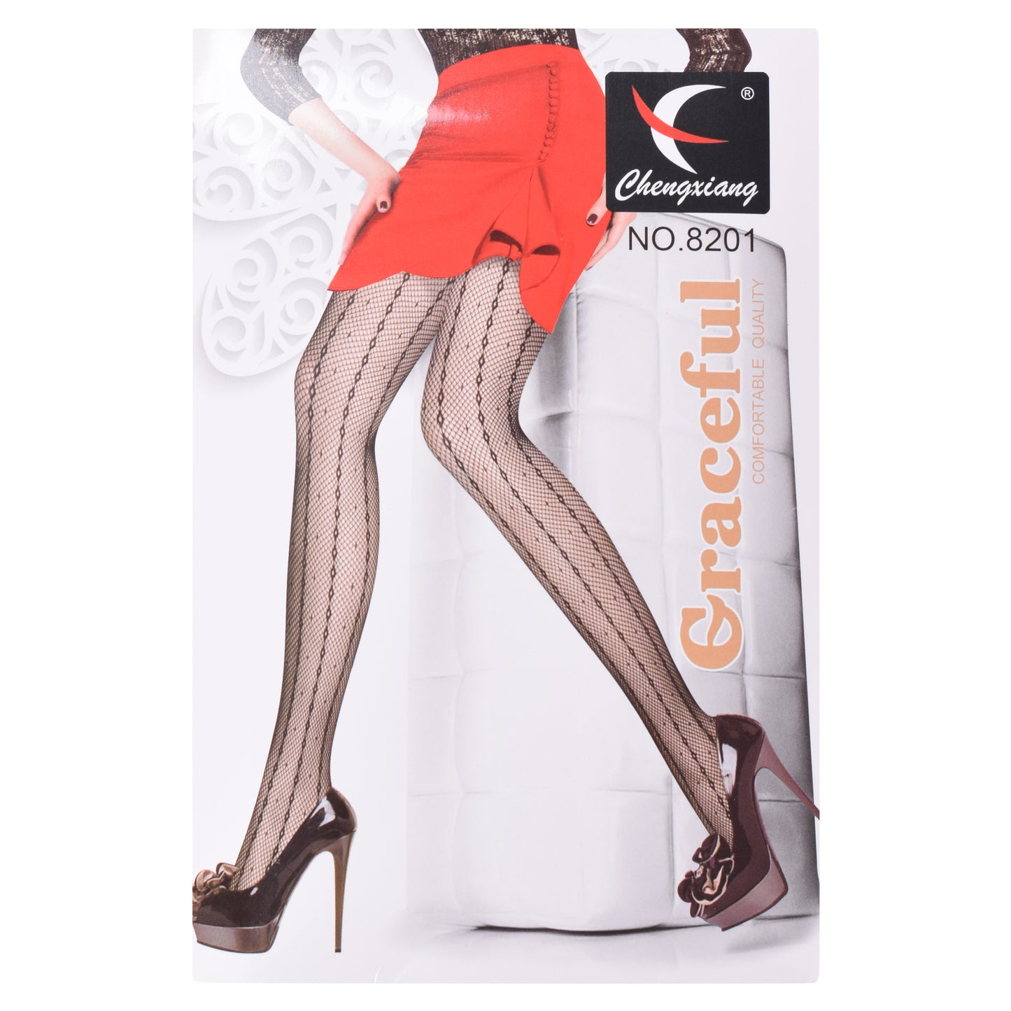 Pinstripe Full Foot Fishnet Tights