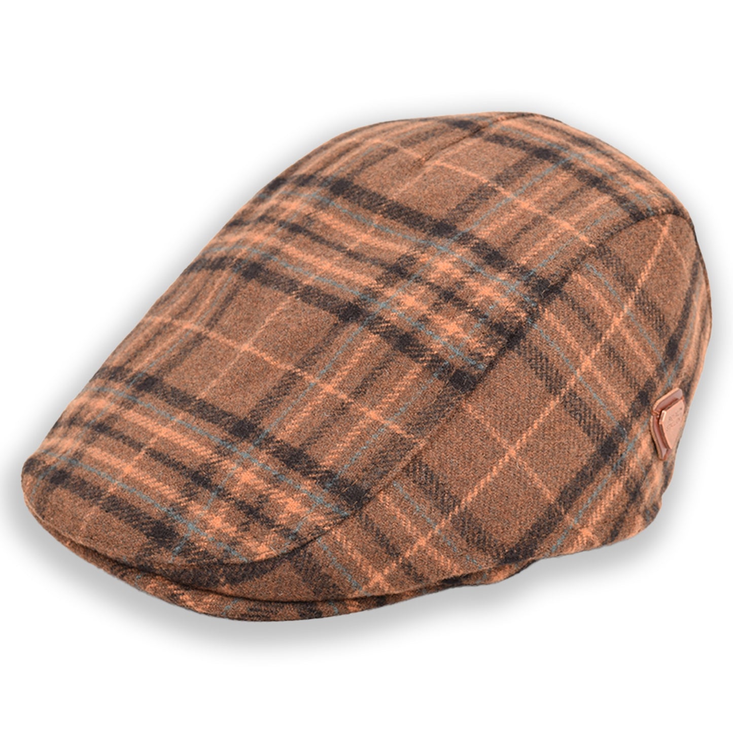 Royal Stallion Classic Wool Flat Cap - Beige Multi Colour Check (One Size)