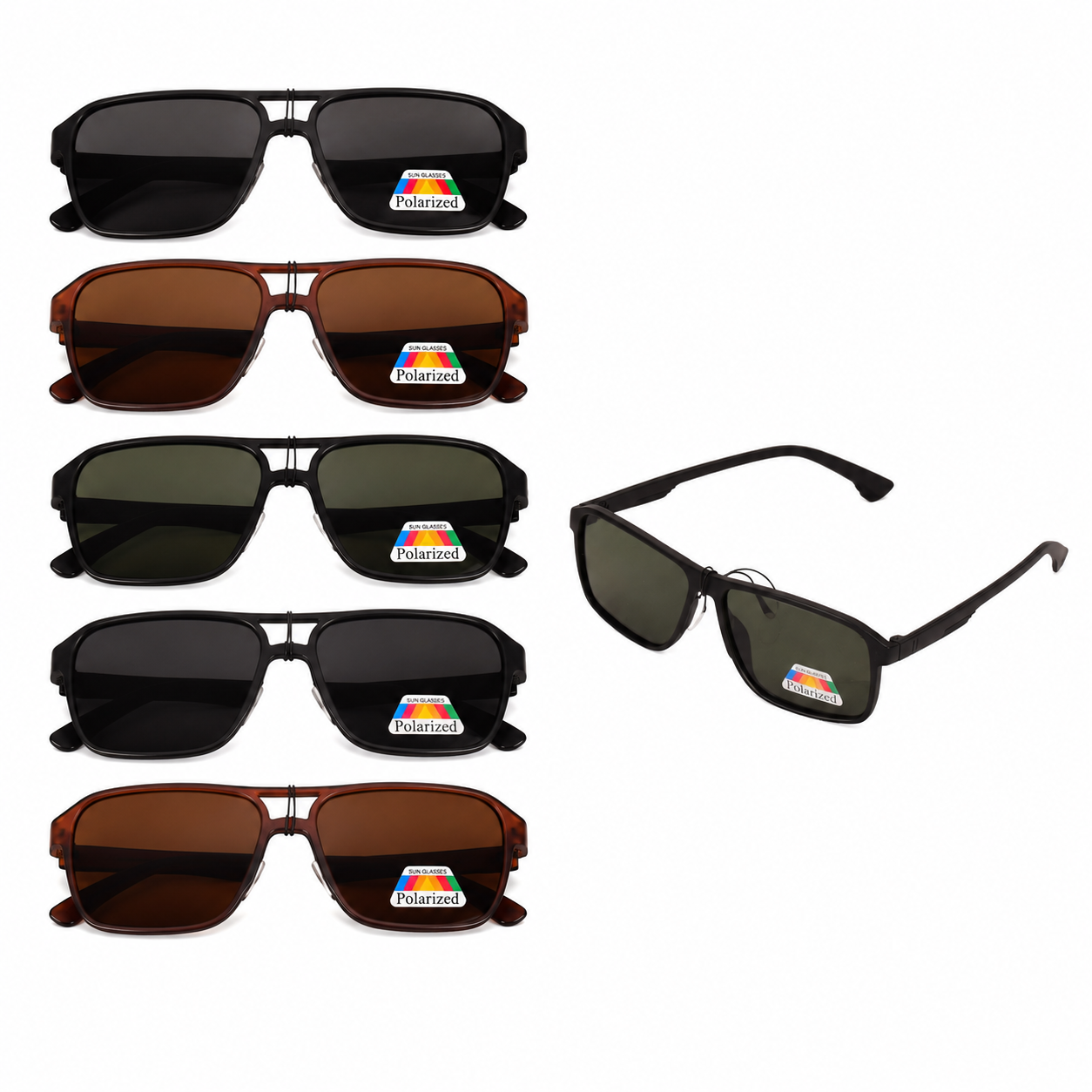 Polarized Double Bridge Navigator Sunglasses - MSG-41 (12 Units)