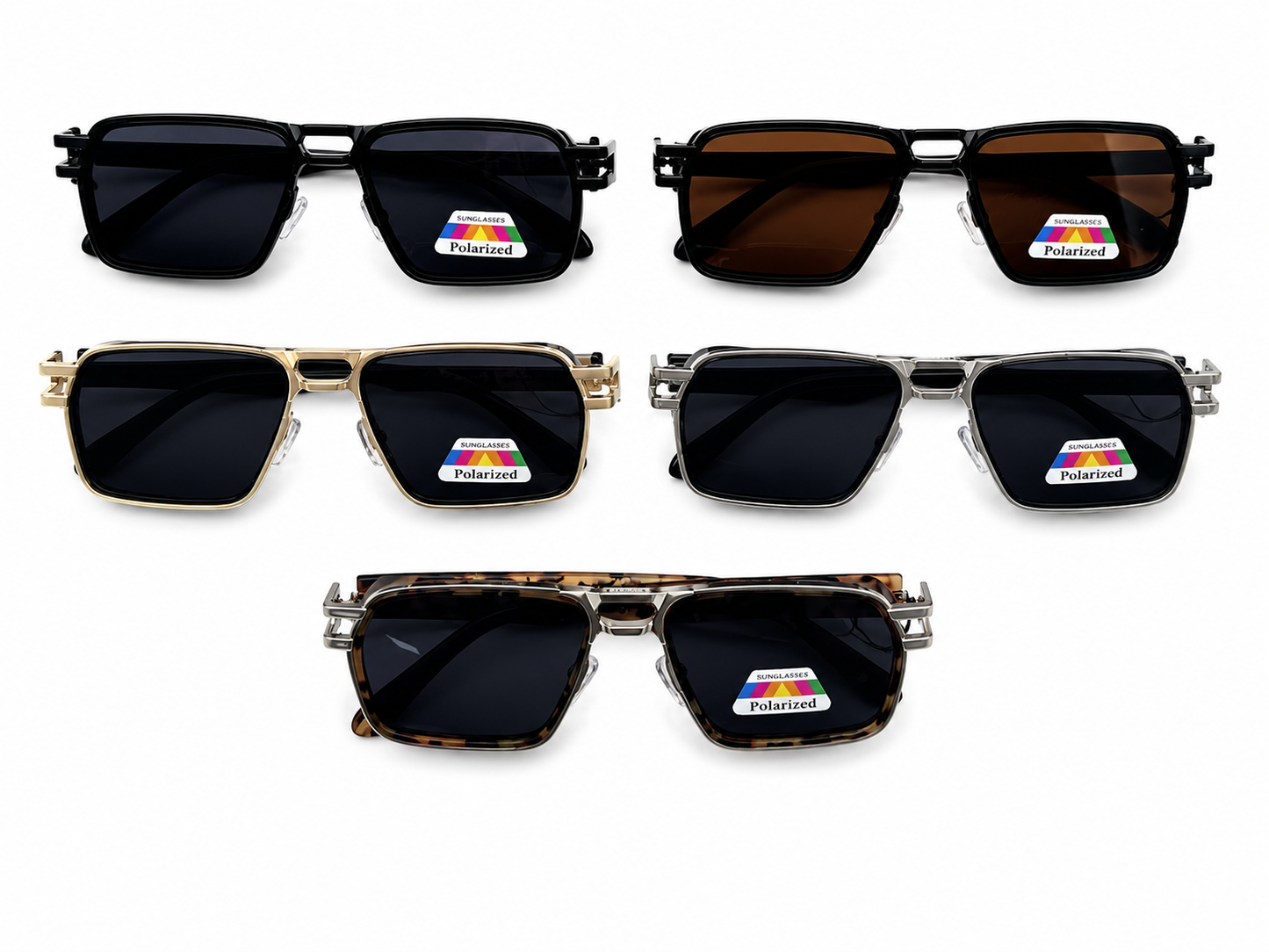 Polarized Oversized Square Aviator Sunglasses - MSG-57 (12 Units)