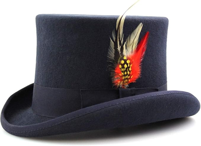 100% Wool Classic Top Hat - Navy Blue
