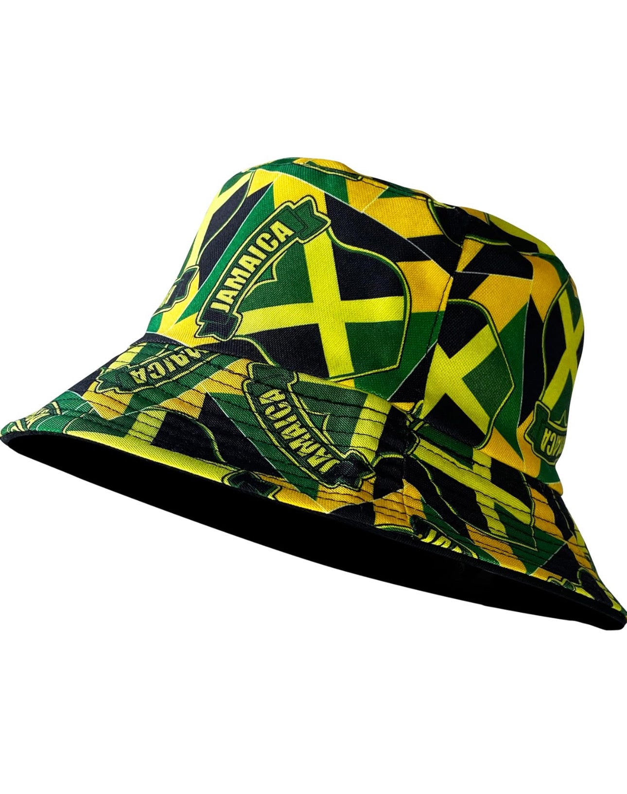 Reversible Jamaica Shield Printed Cotton Bucket Hats