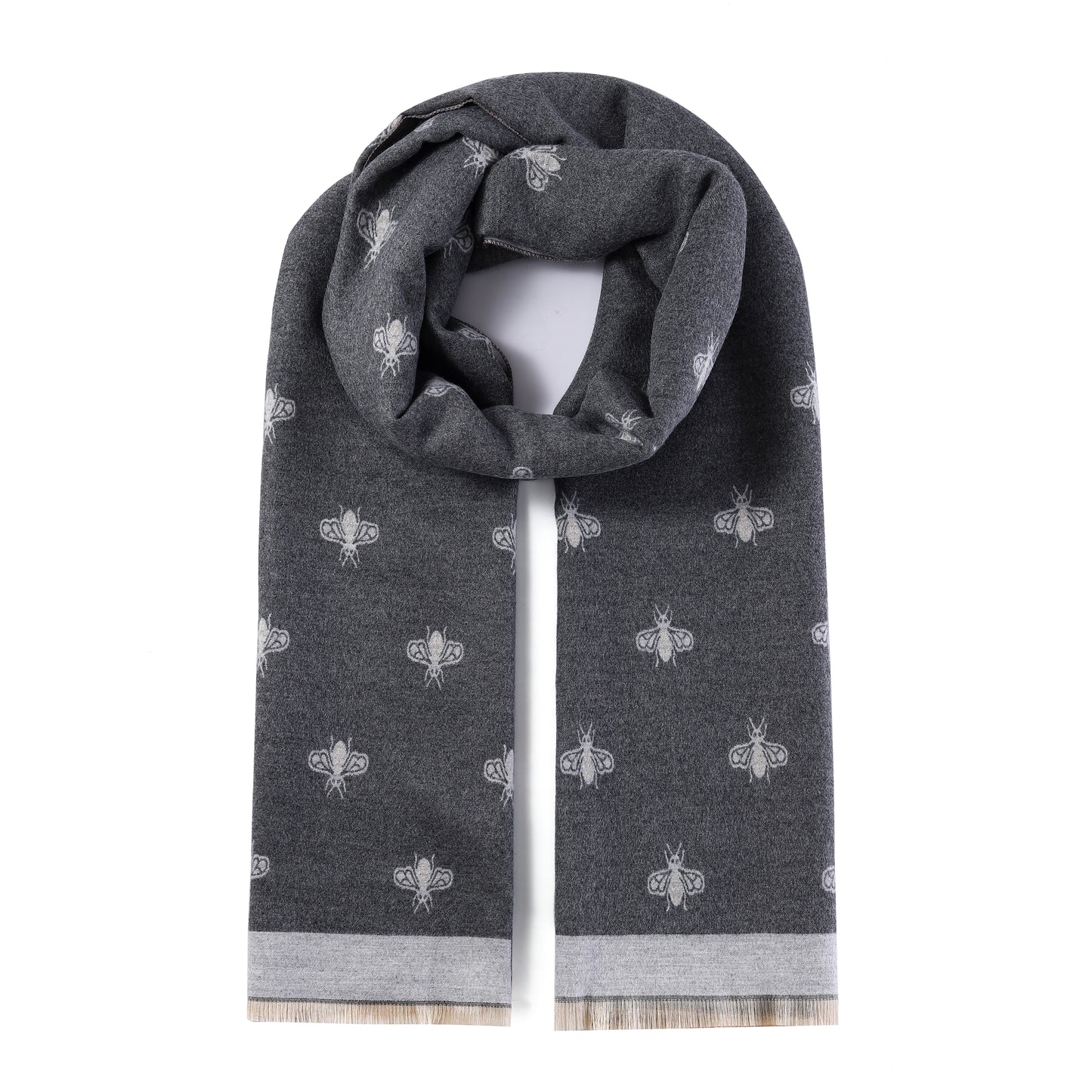 Luxurious Double Sided Jacquard Scarf - Small Bee