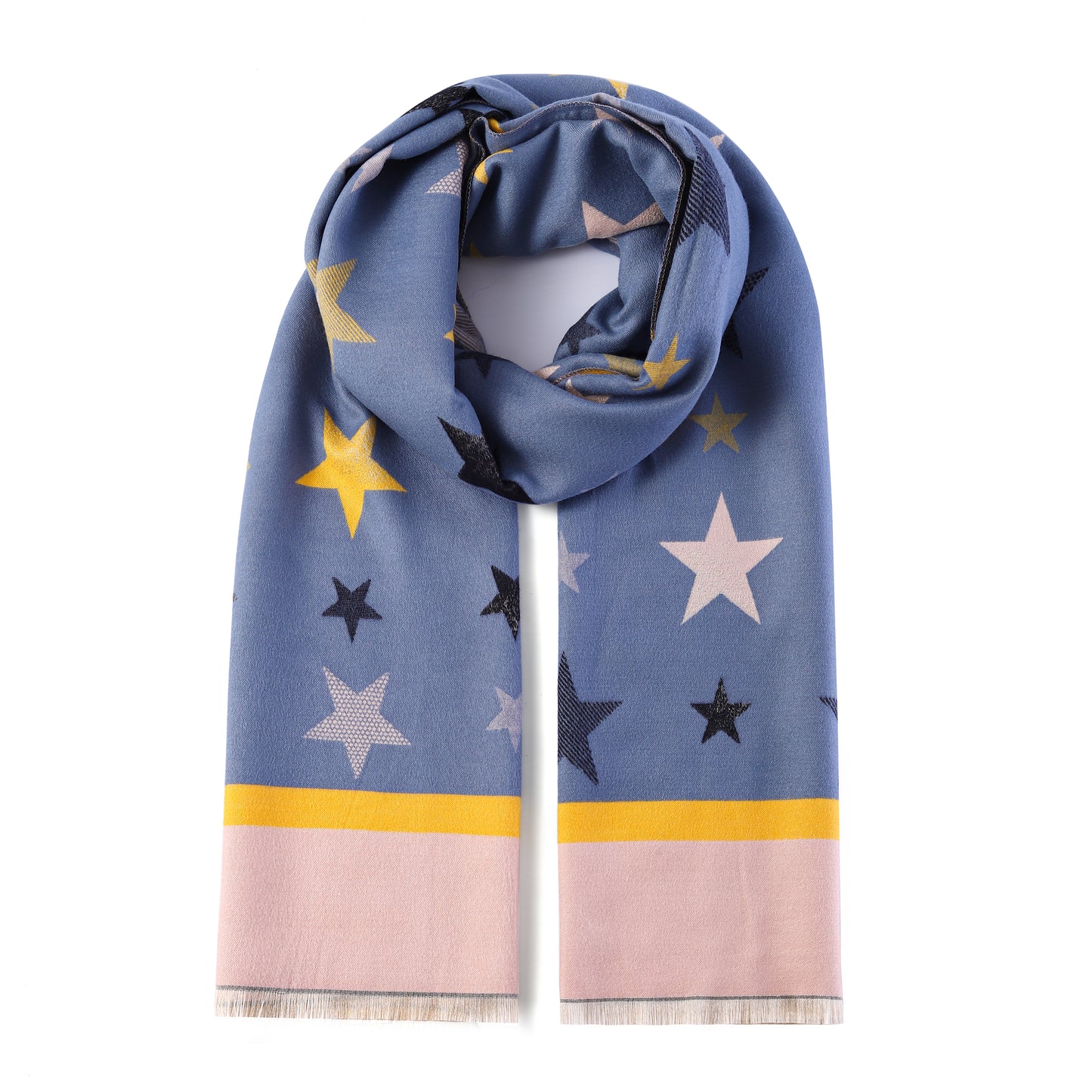 Luxurious Double Sided Jacquard Scarf - Multi-Colour Stars