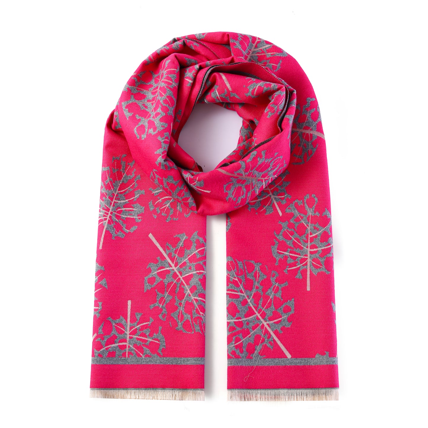 Luxurious Double Sided Jacquard Scarf - Floral Monochrome