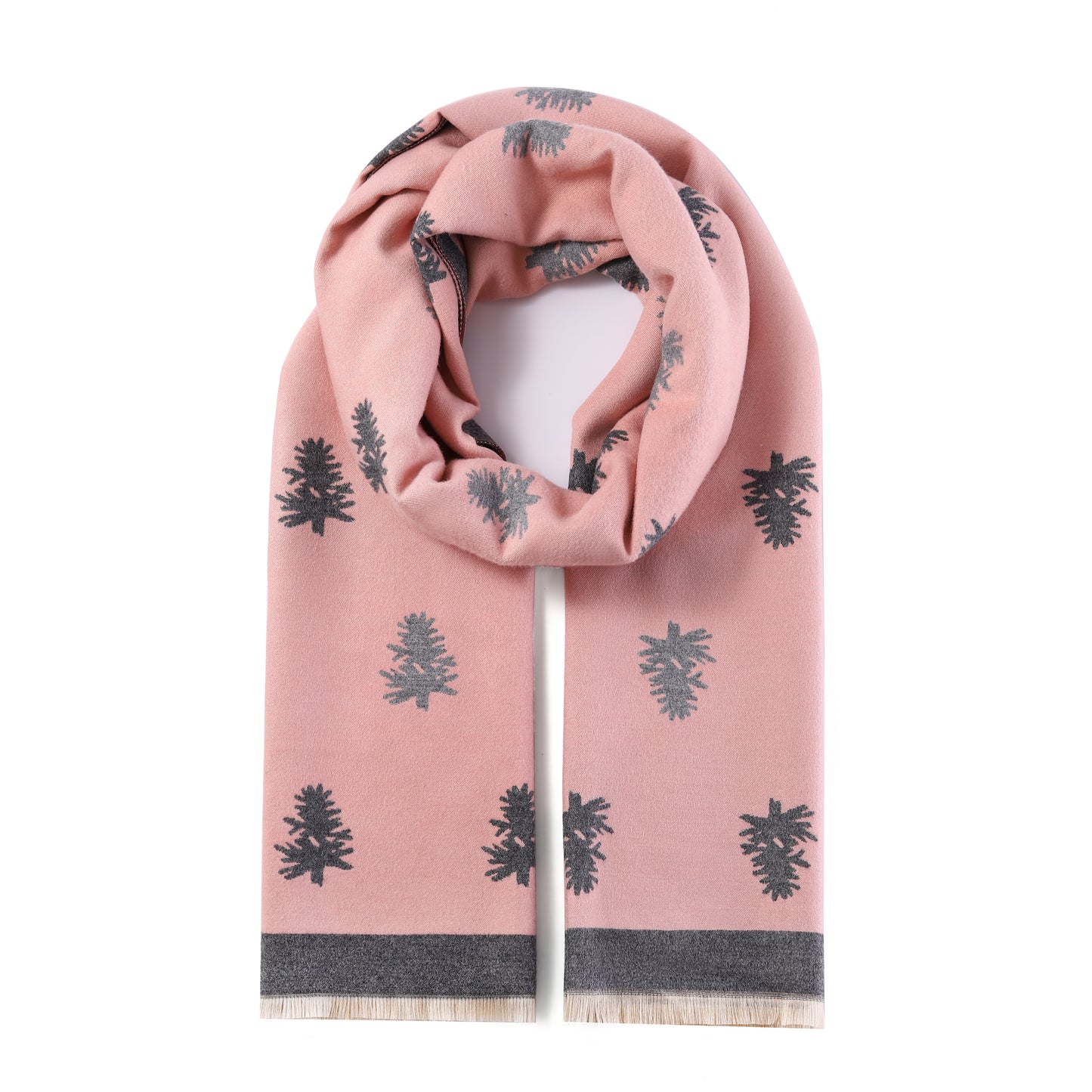 Luxurious Double Sided Jacquard Scarf - Pine Tree