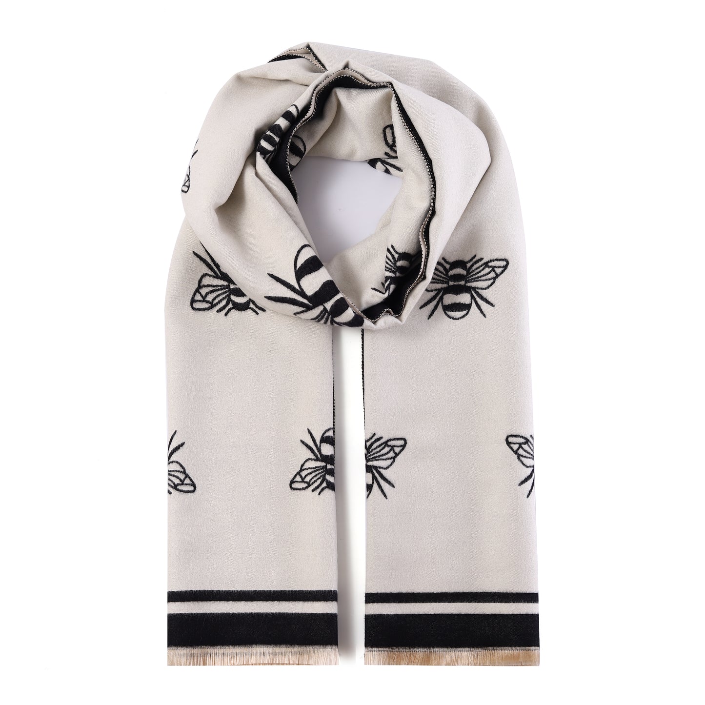 Luxurious Double Sided Jacquard Scarf - Bee