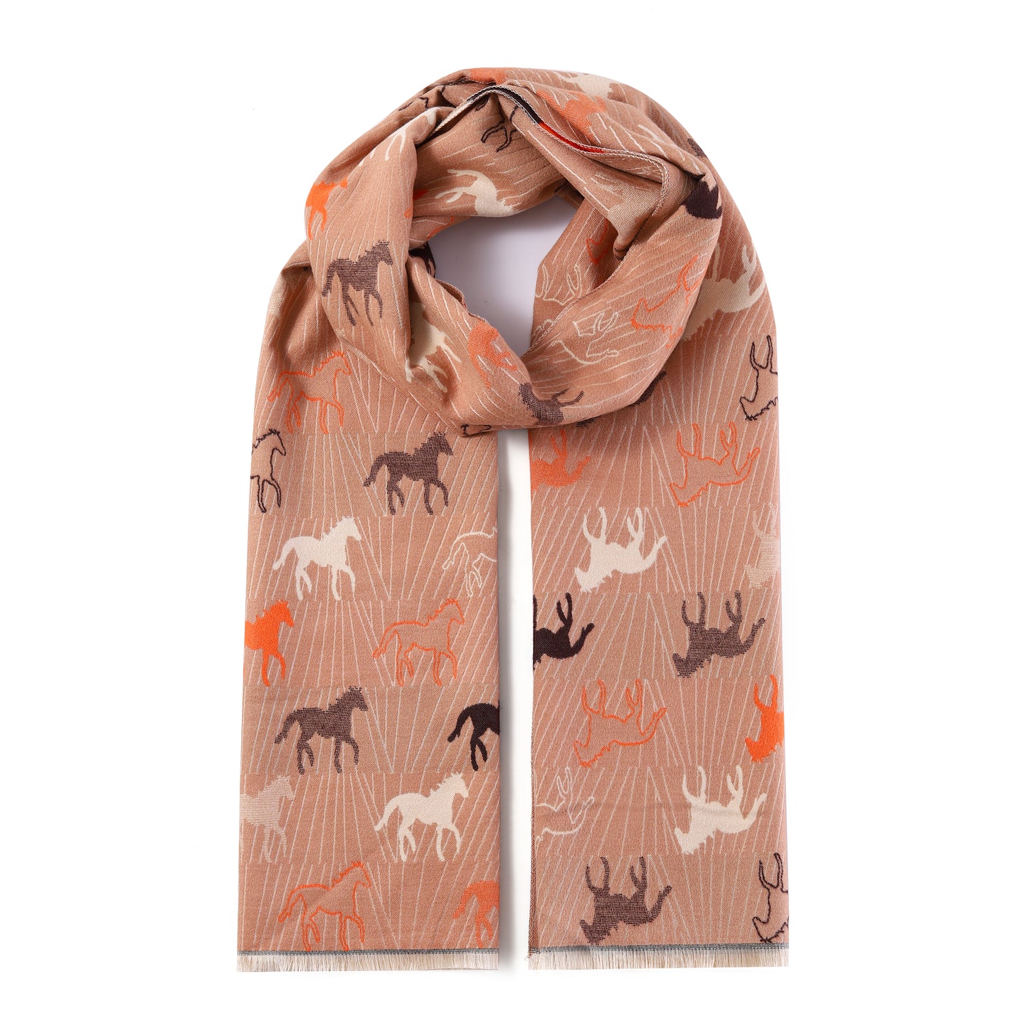 Luxurious Double Sided Jacquard Scarf - Wild Horses