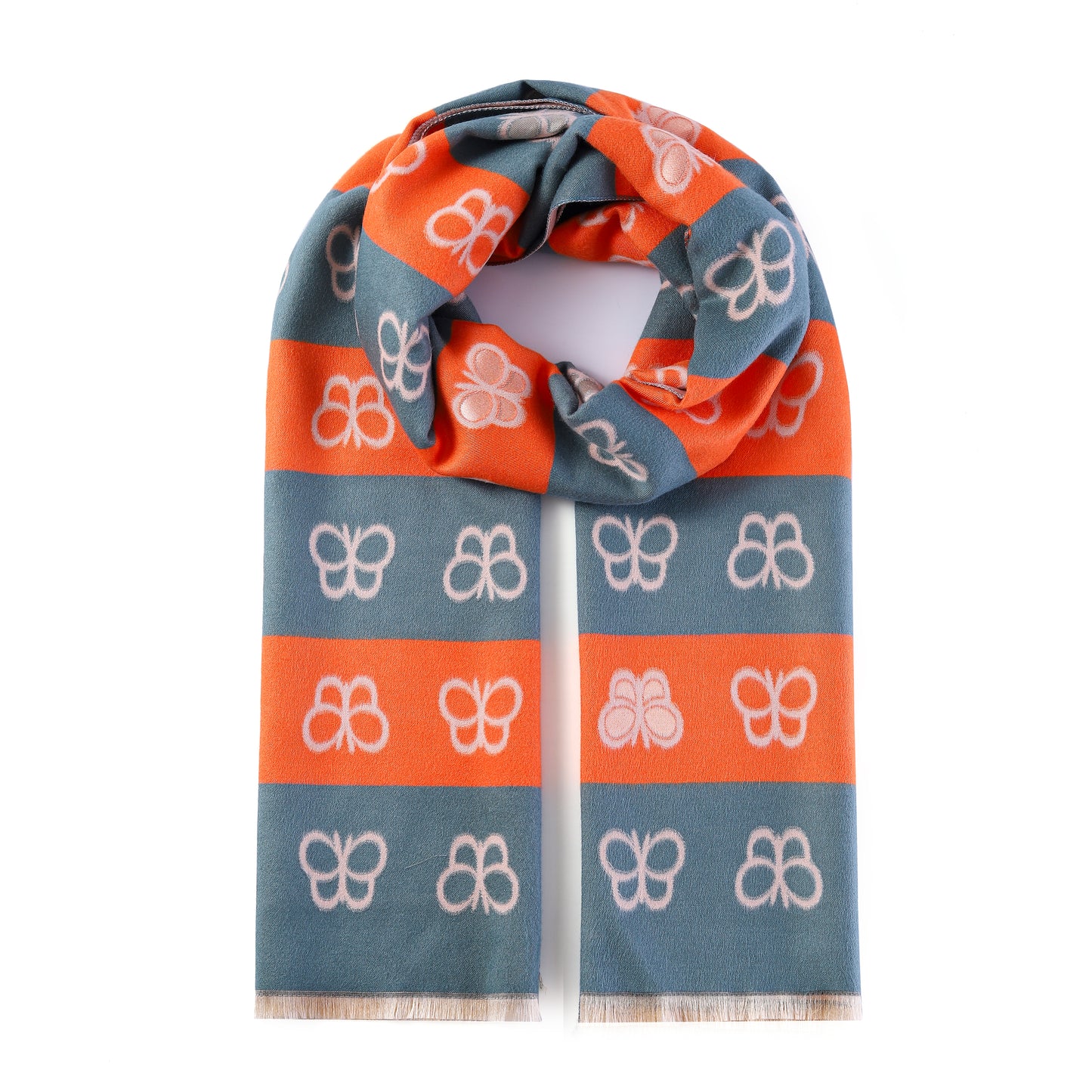 Luxurious Double Sided Jacquard Scarf - Butterflies