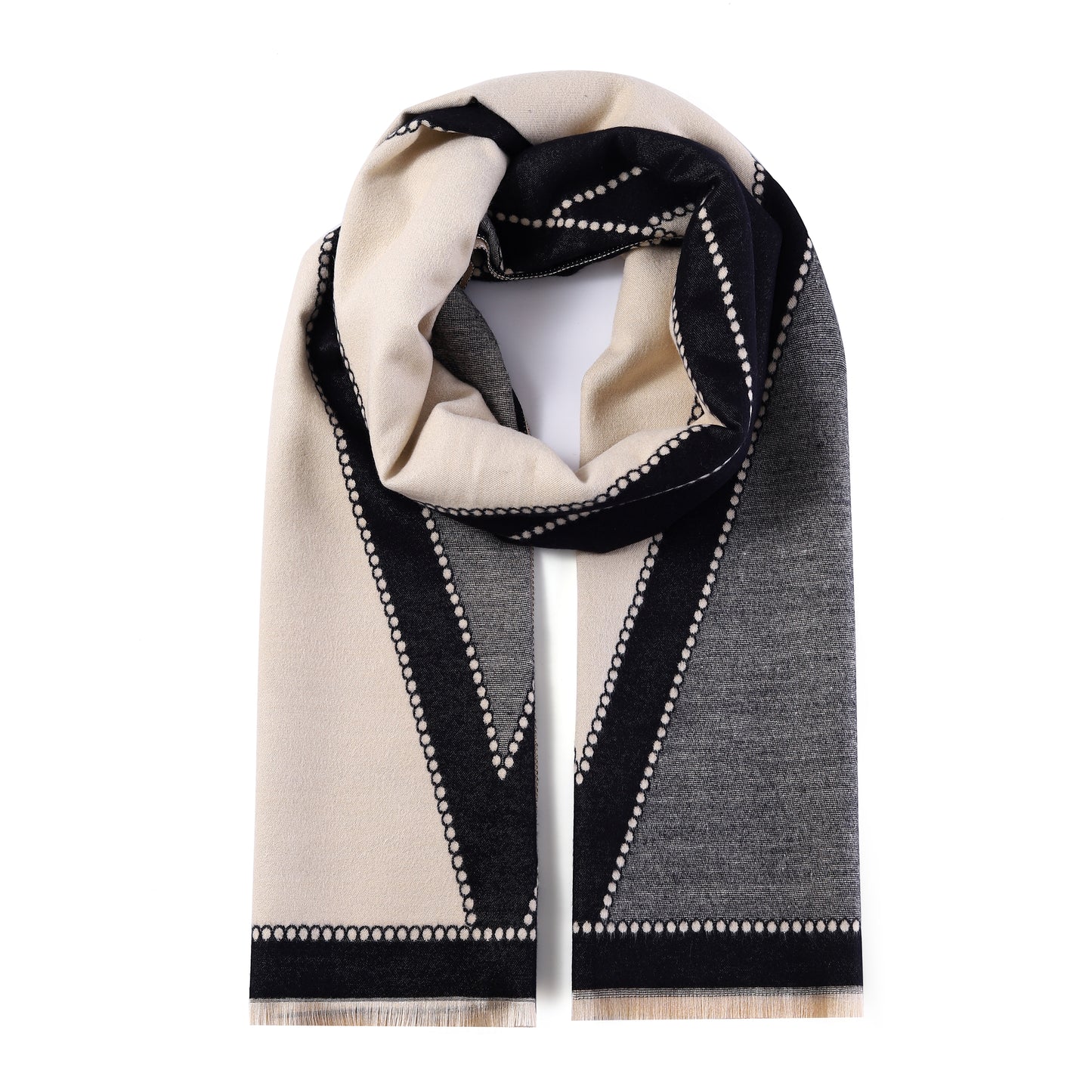 Luxurious Double Sided Jacquard Scarf - Geometric Elegance