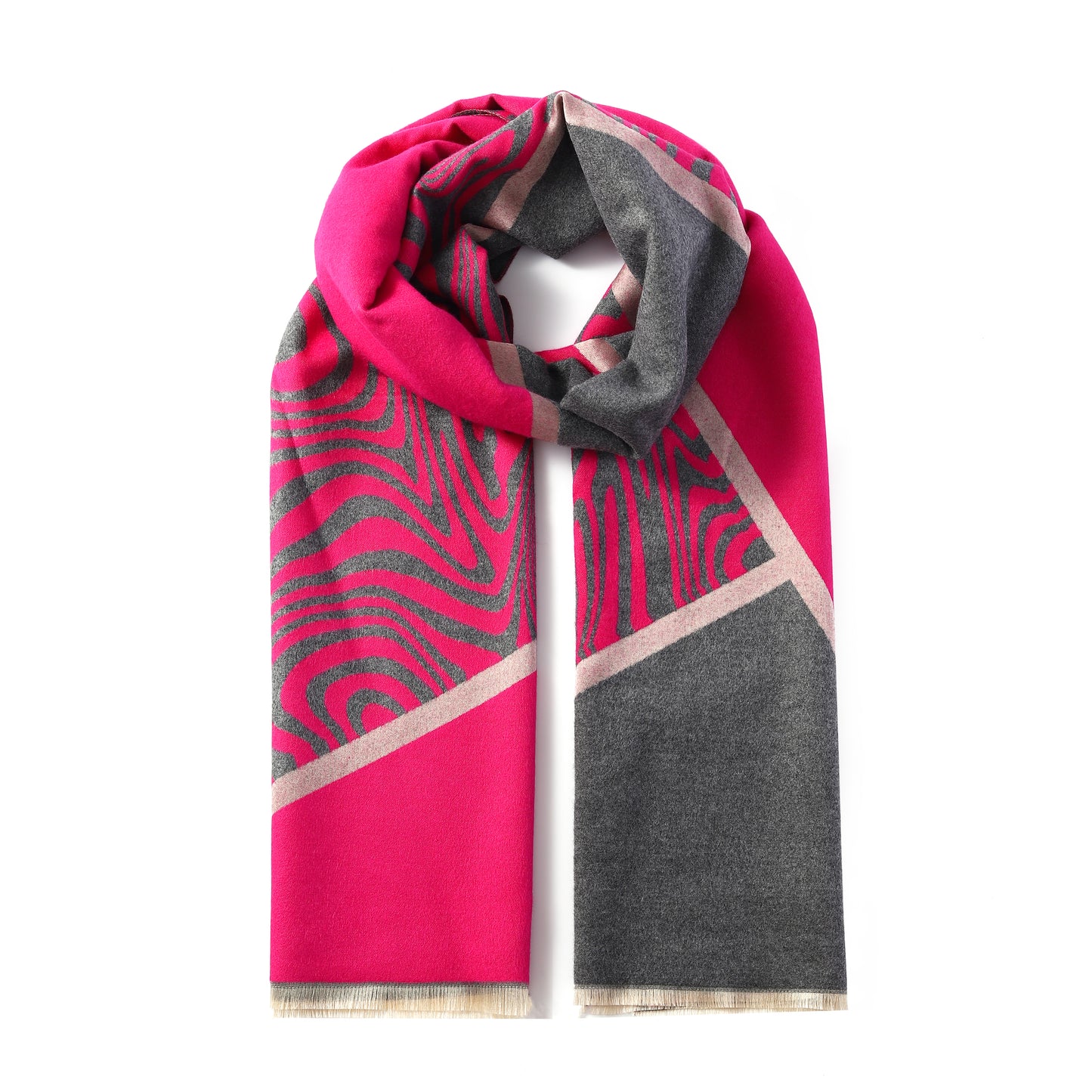 Luxurious Double Sided Jacquard Scarf - Zebra Waves