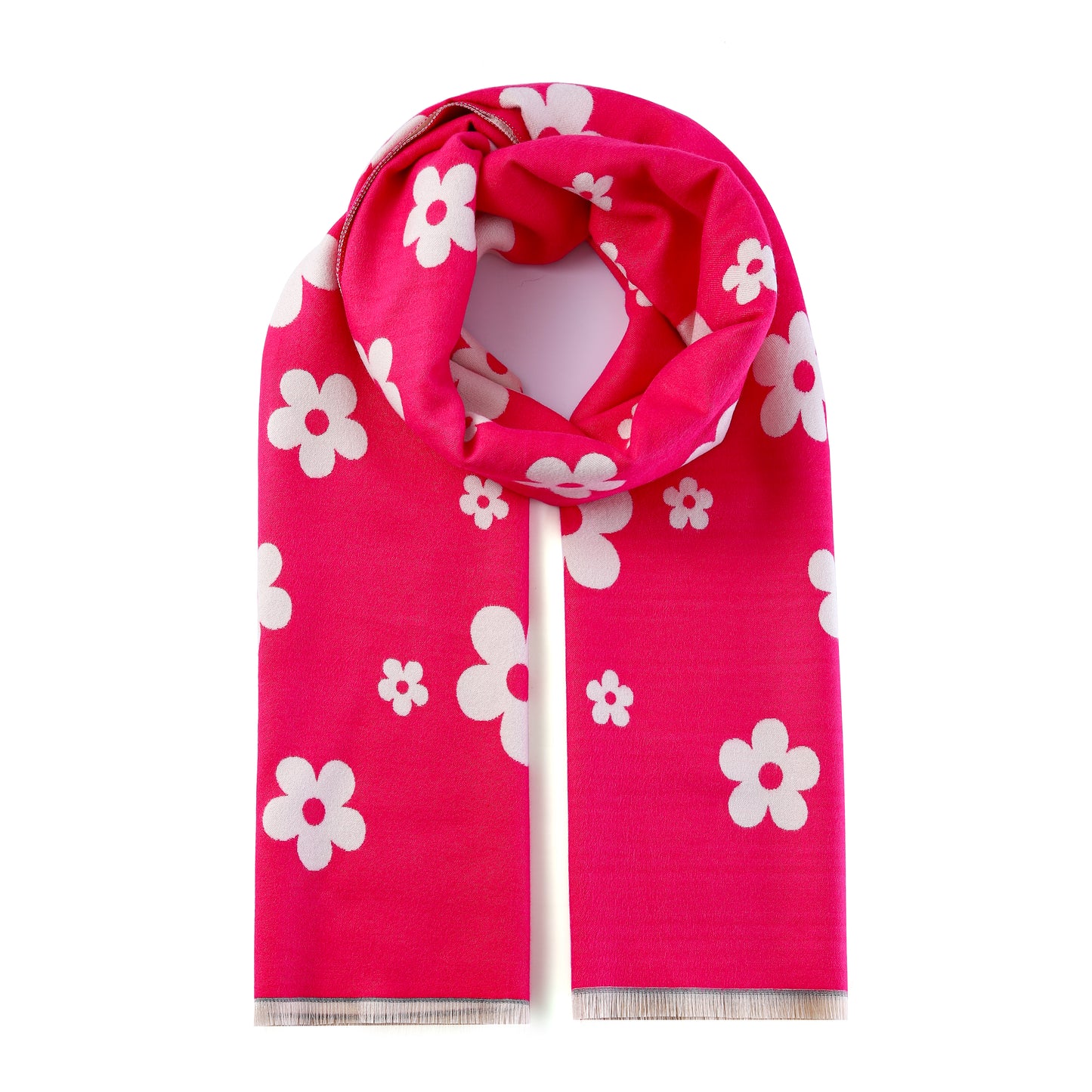 Luxurious Double Sided Jacquard Scarf - Blooming Flowers