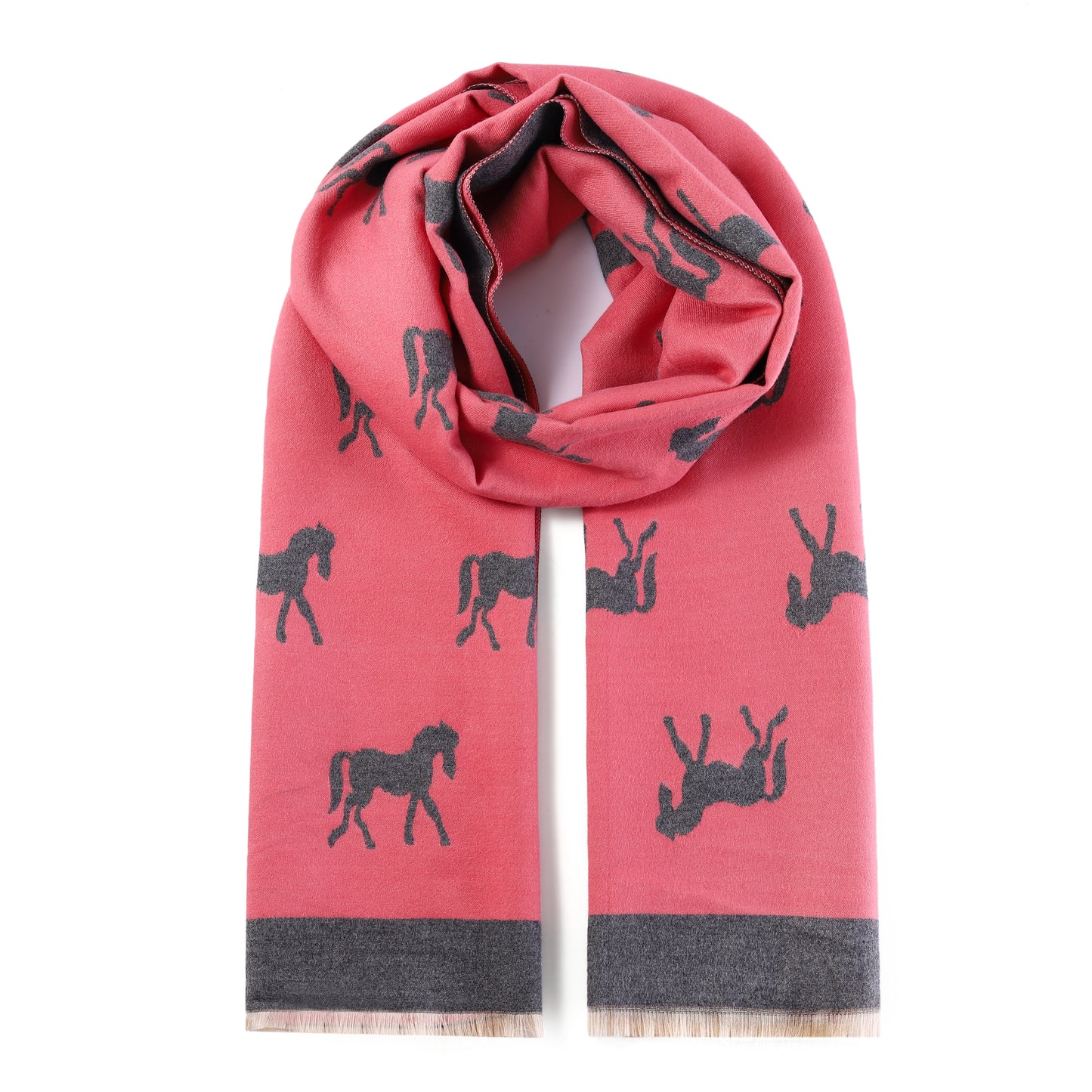 Luxurious Double Sided Jacquard Scarf - Horse