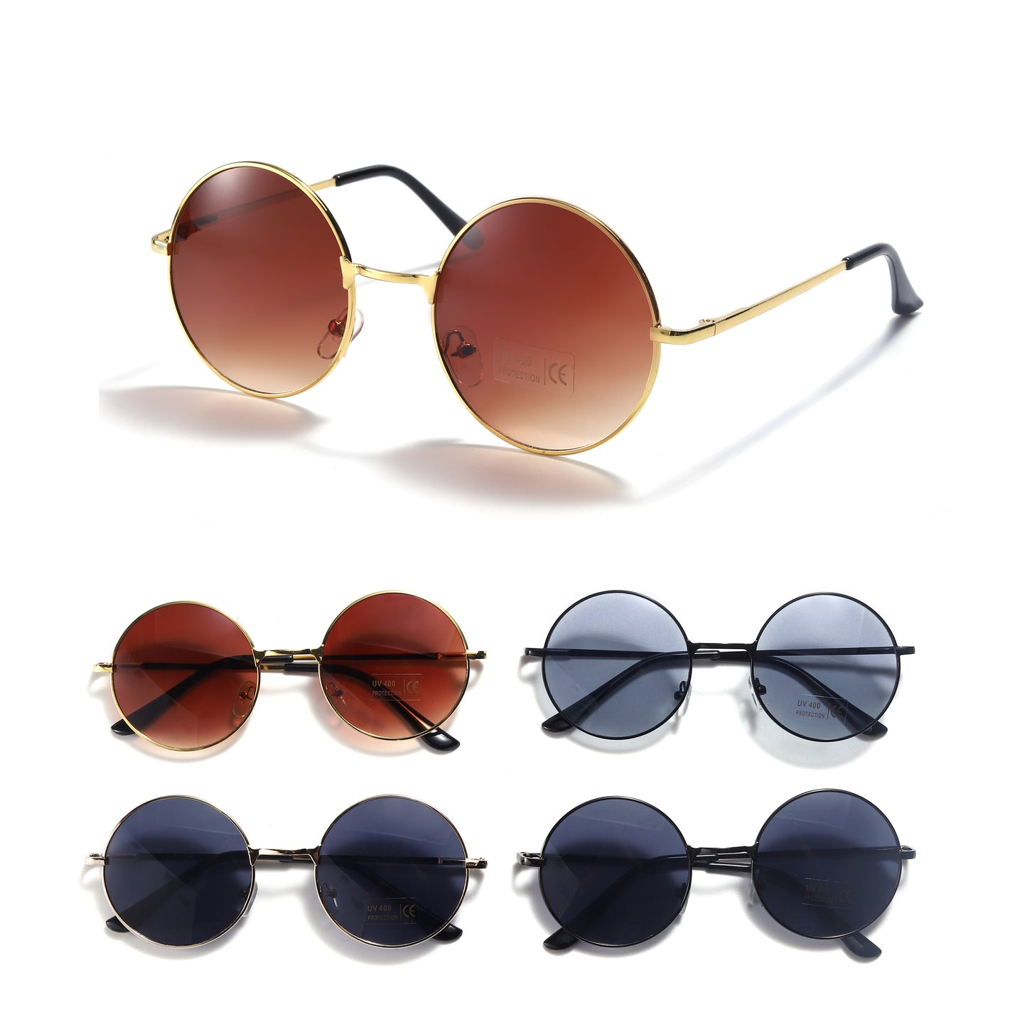 Royal Stallion Dark Coloured Retro Round Frame Sunglasses SUNGLA-5 (12 Units)