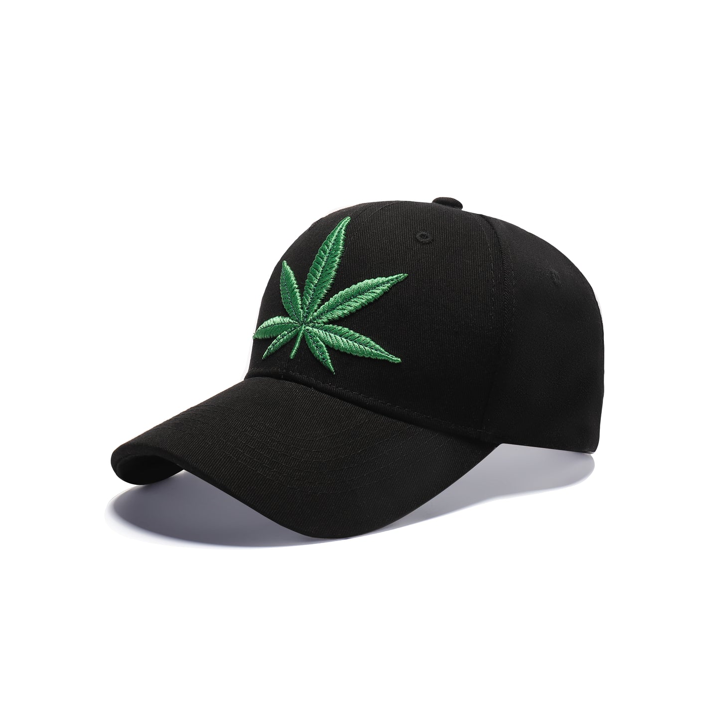 Green Ganja Leaf Embroidered Baseball Caps