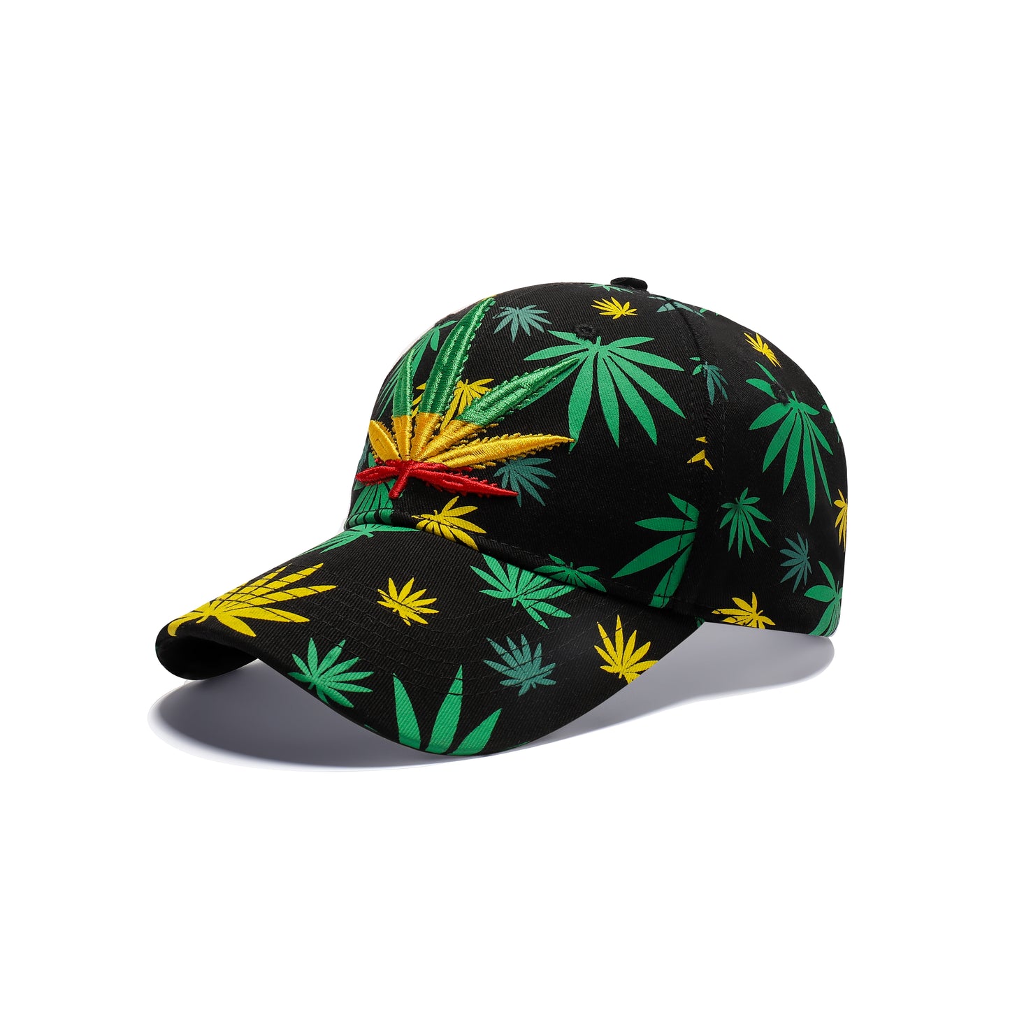 Ganja Leaf Multi-Colour Embroidered Cotton Baseball Caps