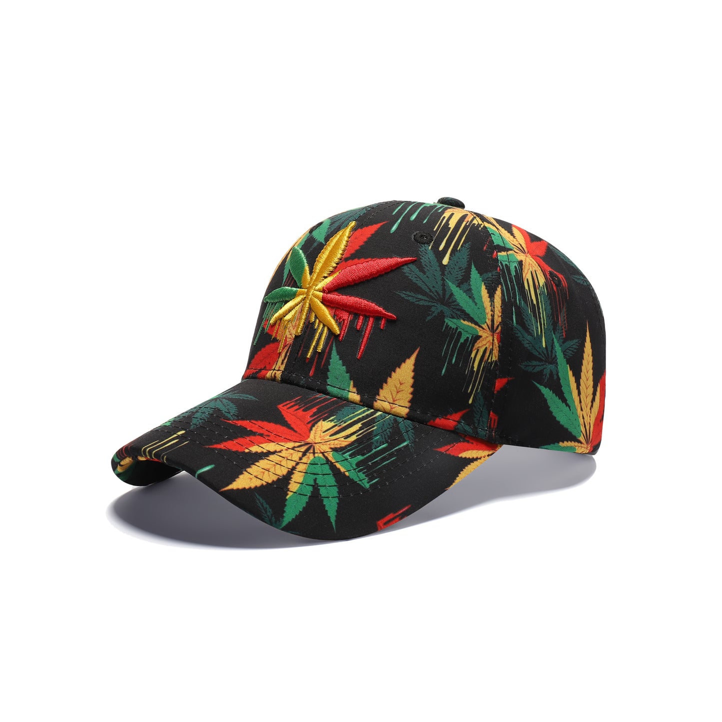Ganja Leaf Rasta Splash Baseball Caps
