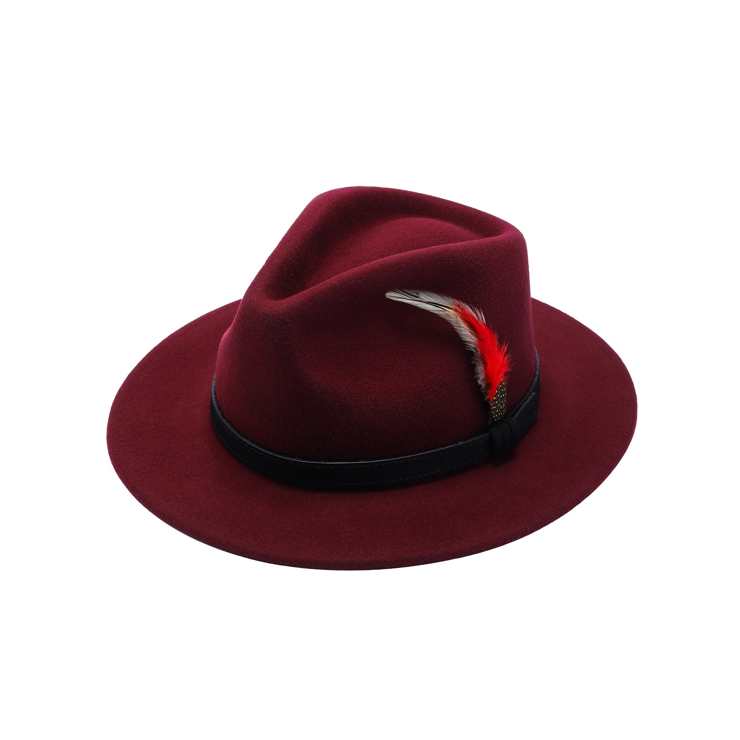 Premium Australian Wool Water Resistant Crushable Fedora Hat - Burgundy