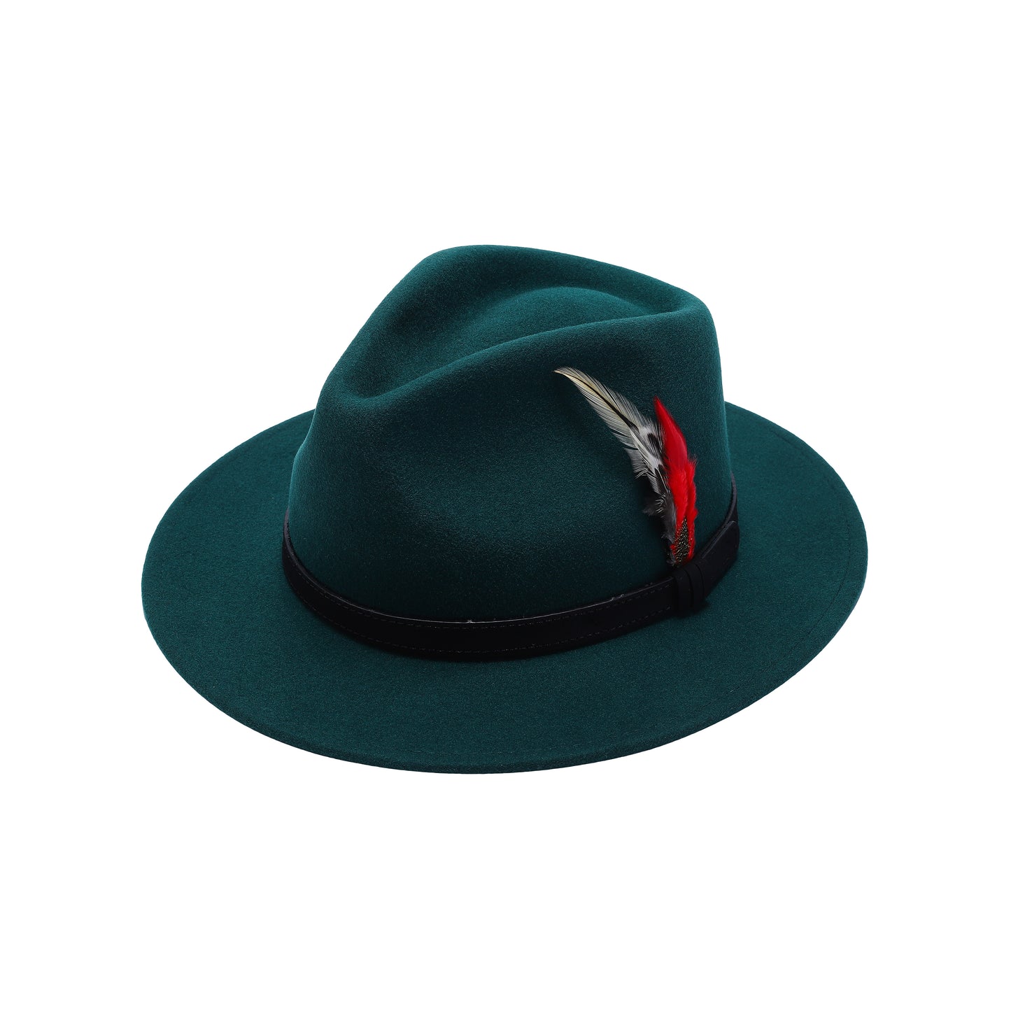 Premium Australian Wool Water Resistant Crushable Fedora Hat - Forest Green