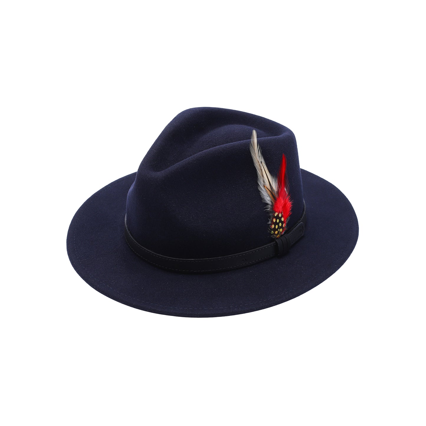 Premium Australian Wool Water Resistant Crushable Fedora Hat - Navy Blue