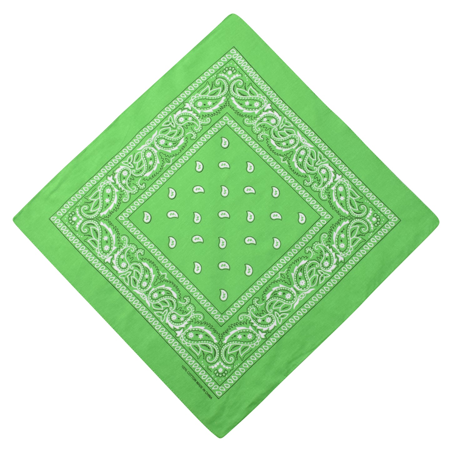 Paisley Print Bandana - Fluorescent Green