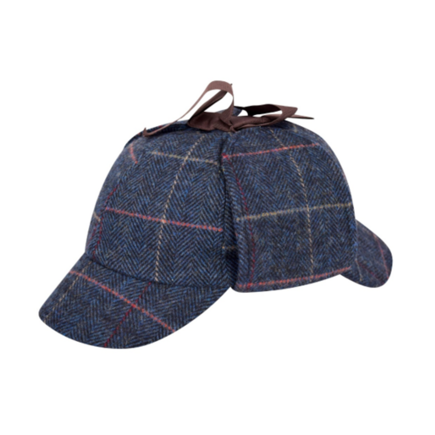 Classic Traditional Sherlock Holmes Deerstalker Hat - Navy Check